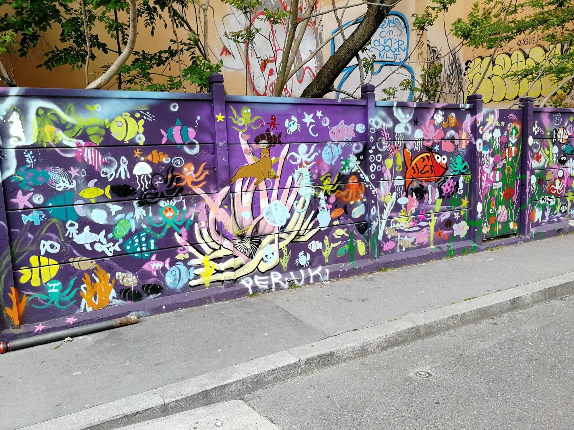 Colorful underwater mural — Street art in Lyon