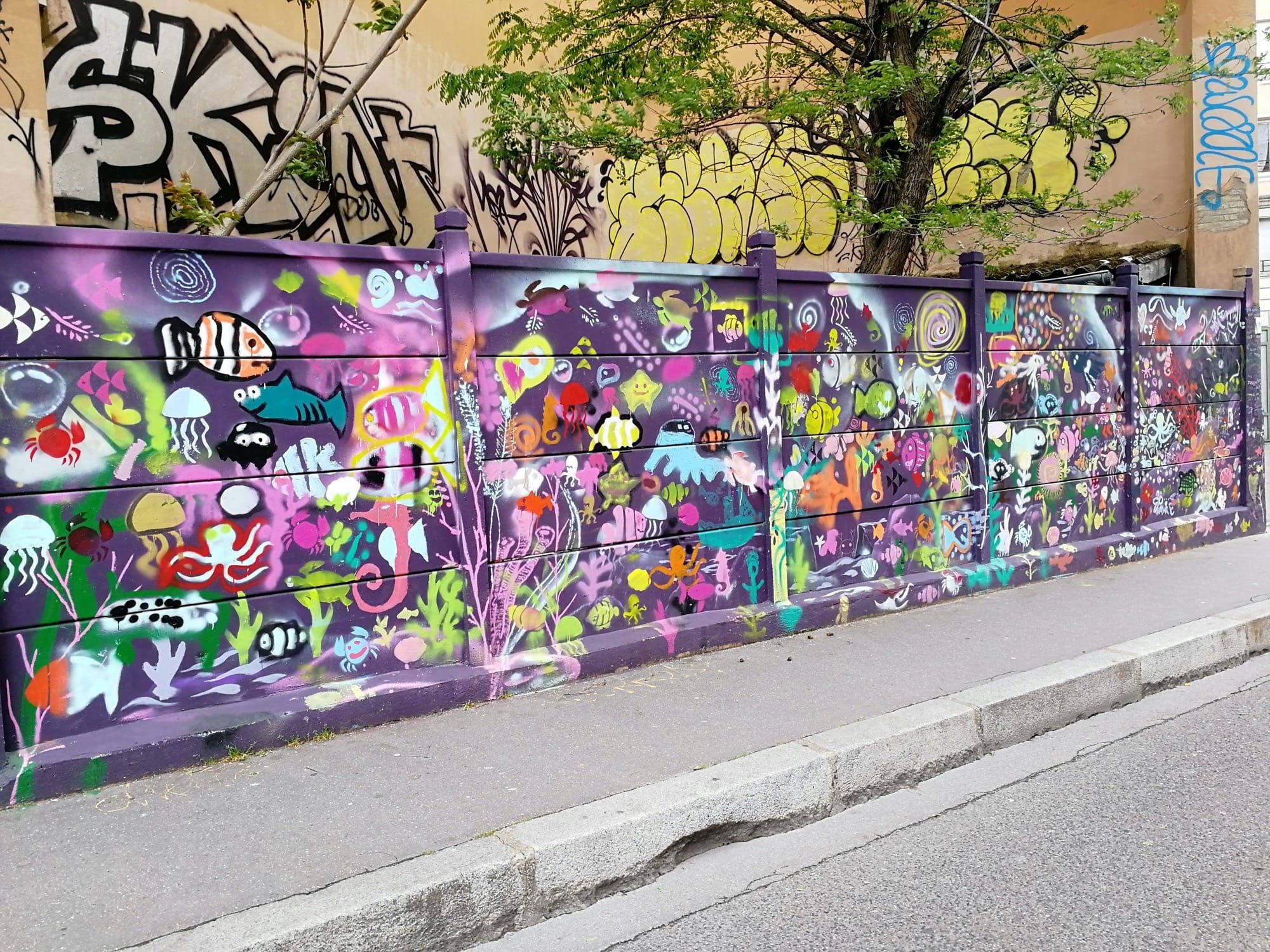 Colorful underwater mural — Street art in Lyon
