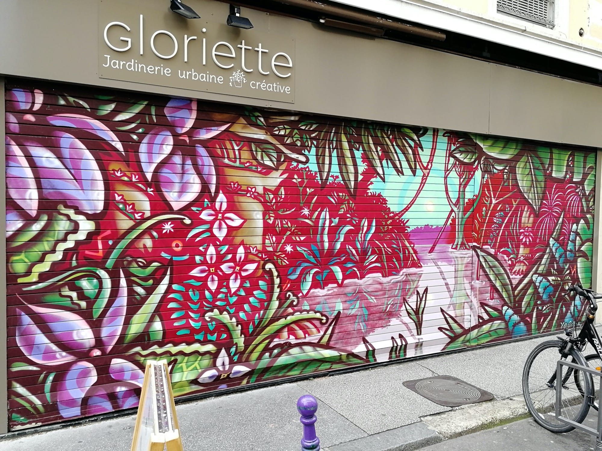 Fresque florale Gloriette — Street art à Lyon