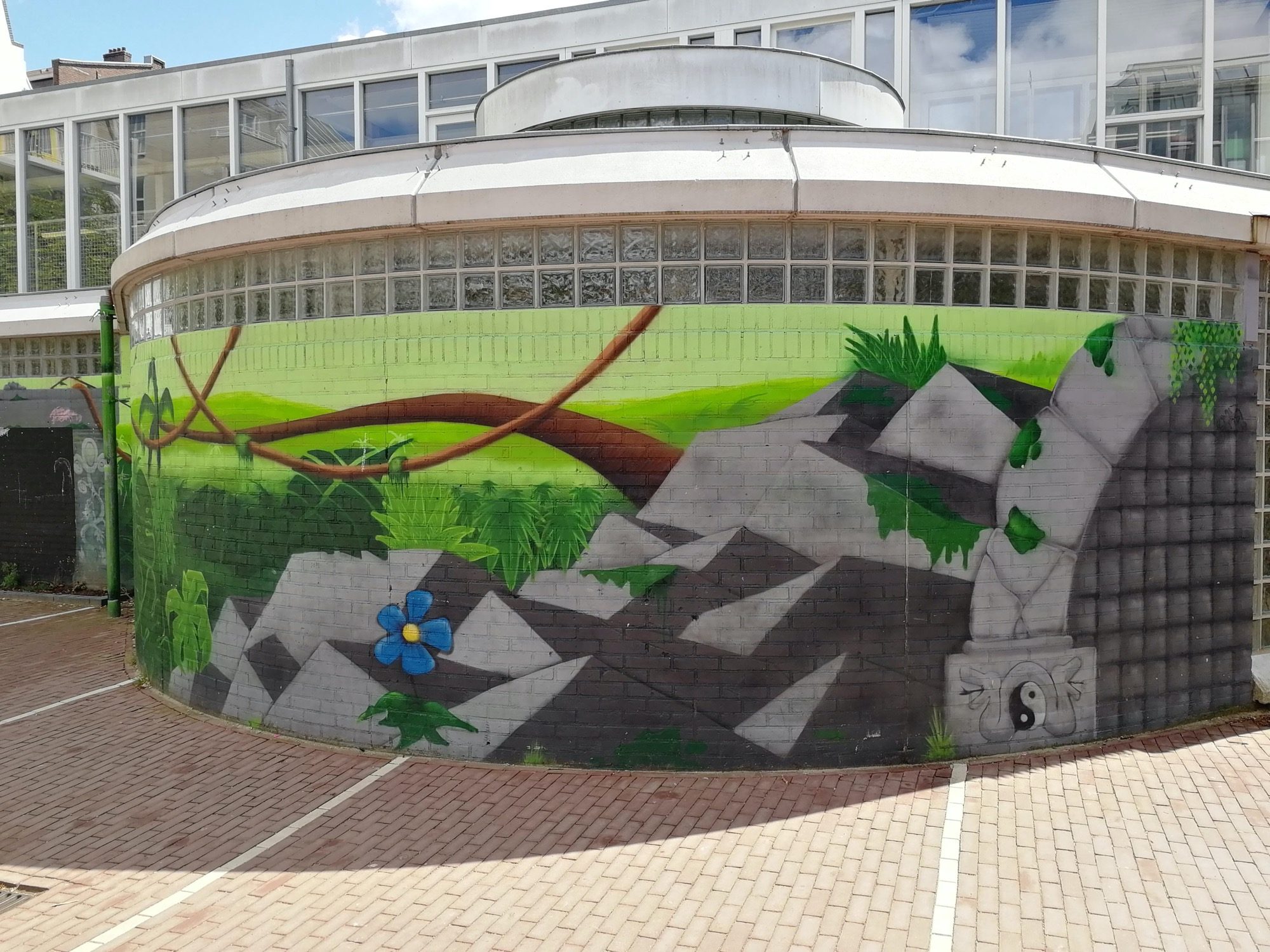 Natural Landscape with Blue Flower — Street art in Amsterdam
