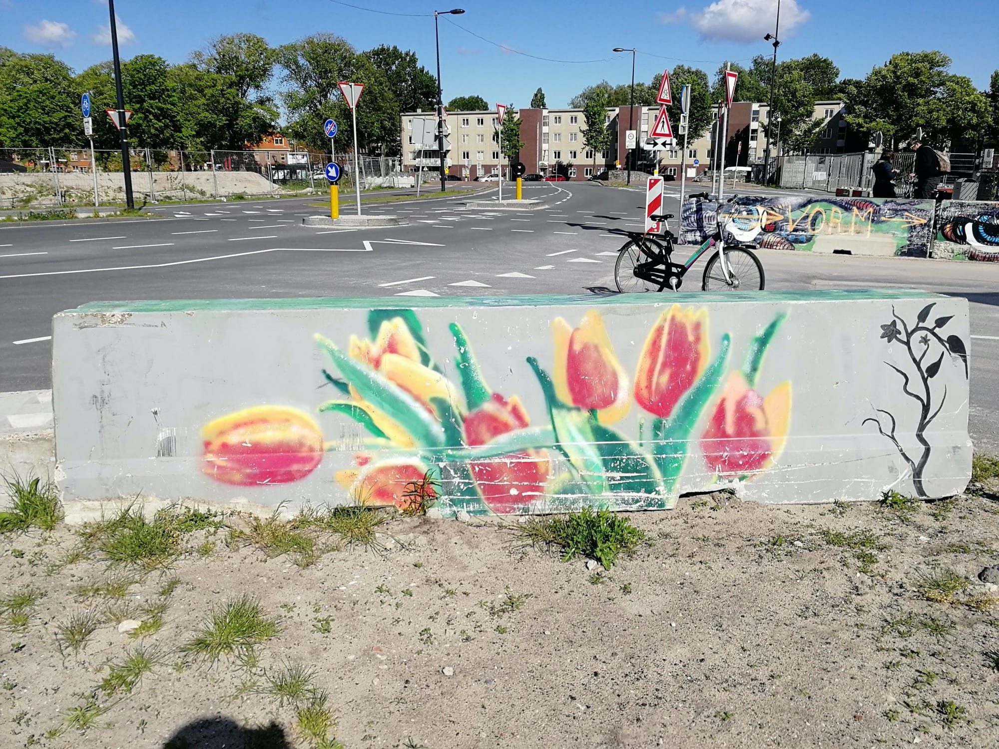 Tulips at the Intersection — Street art in Amsterdam