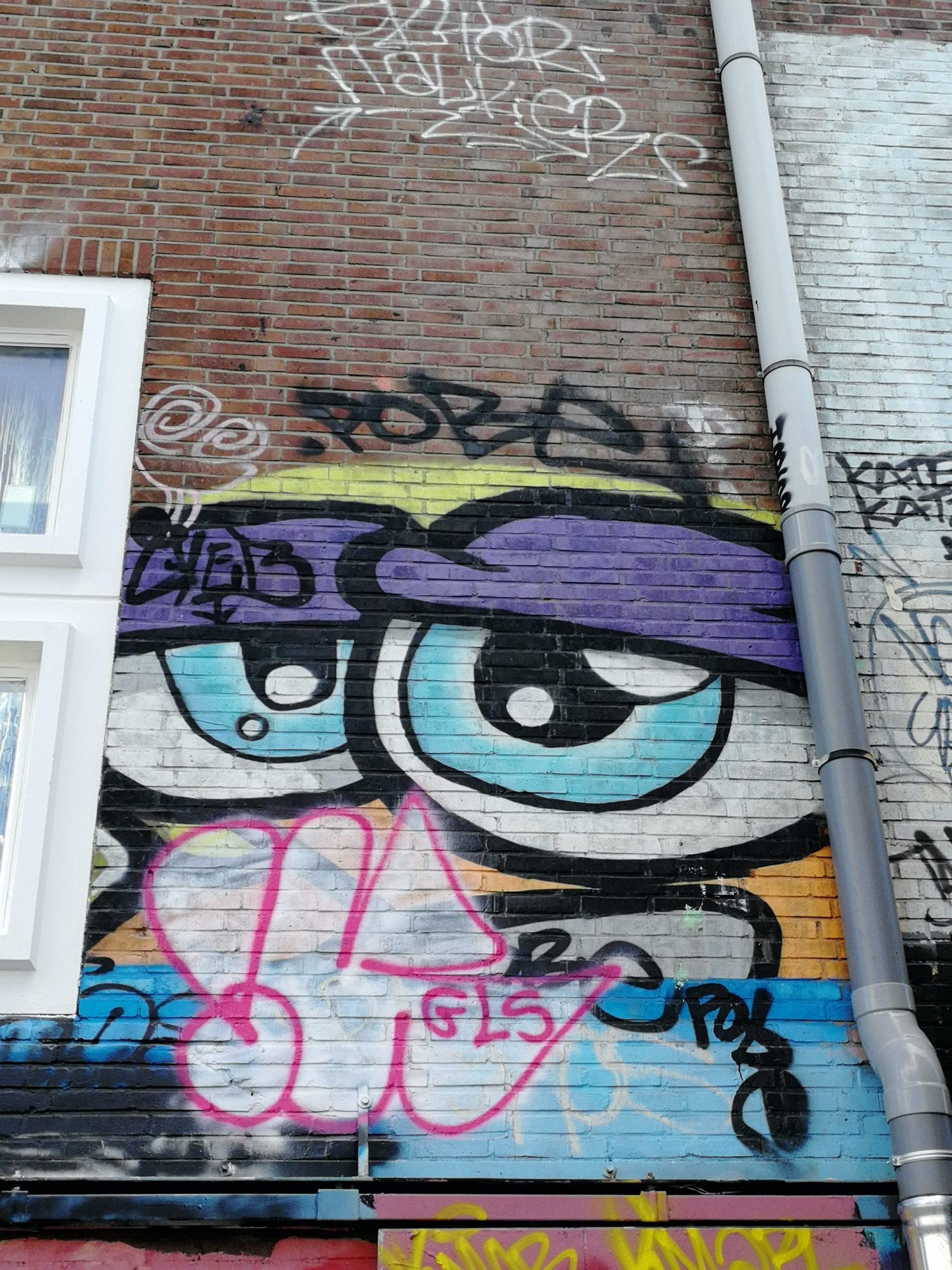 Poro - Grands yeux bleus turquoise — Street art à Amsterdam