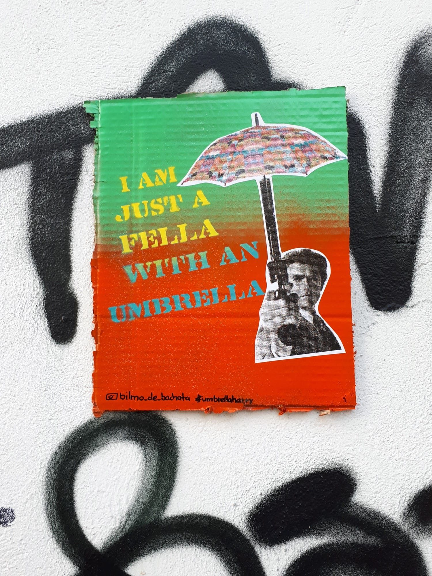 Fella with an Umbrella — Street art by Bilmo in Köln