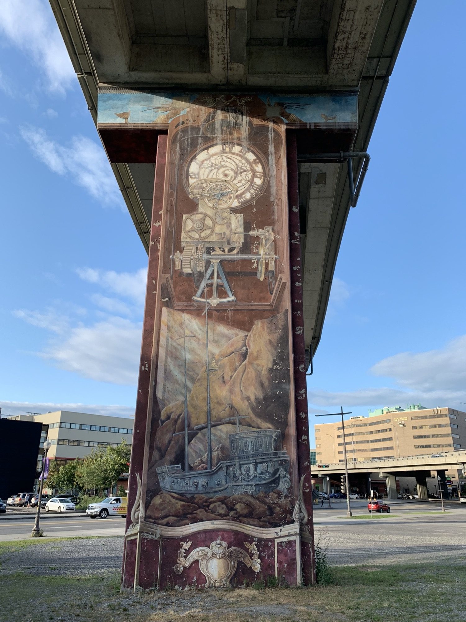 Allégorie maritime et horloge — Street art à Québec
