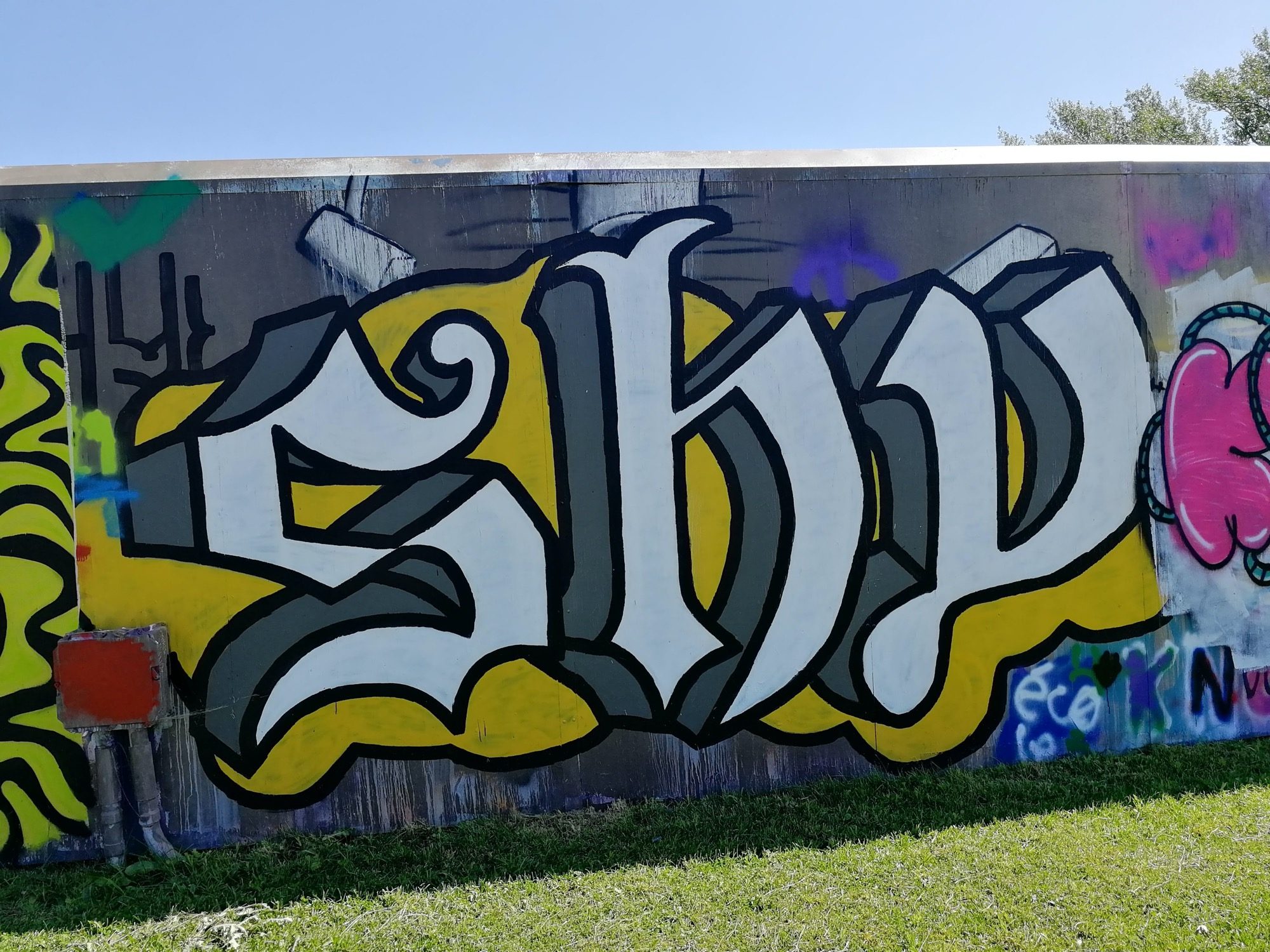 SHY Graffiti in White and Gold — Street art in Québec