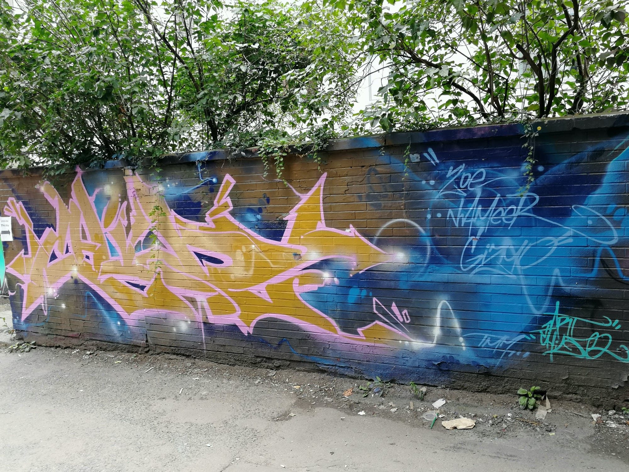 Wildstyle moutarde et rose sur fond sombre — Street art à Toronto