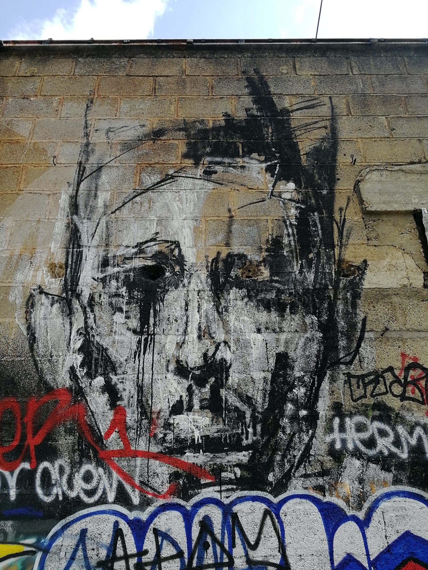 Brushed Face with Hollow Eye Sockets — Street art in Chantepie