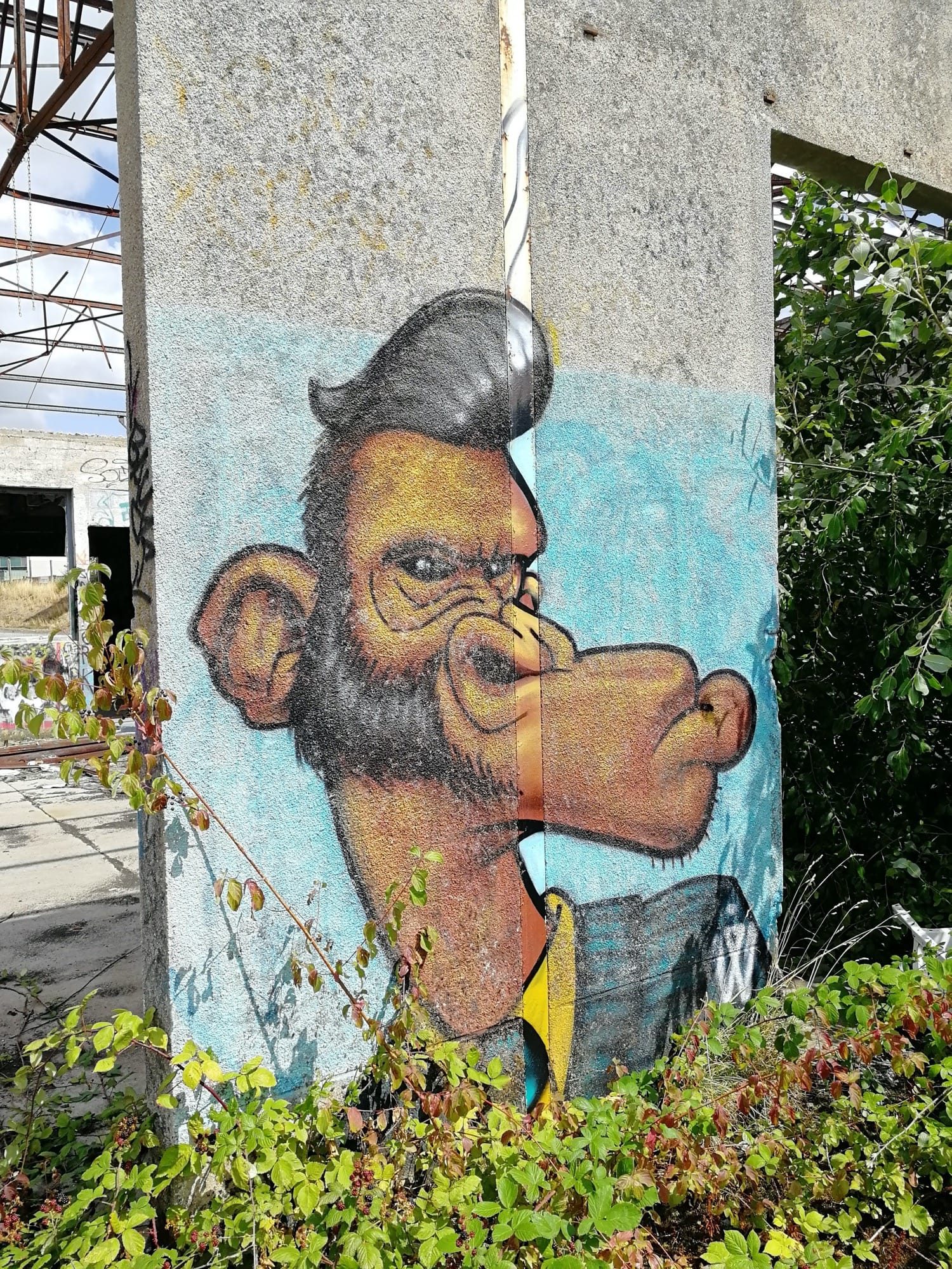 Gorilla with a Black Pompadour — Street art by Lélé in Chantepie
