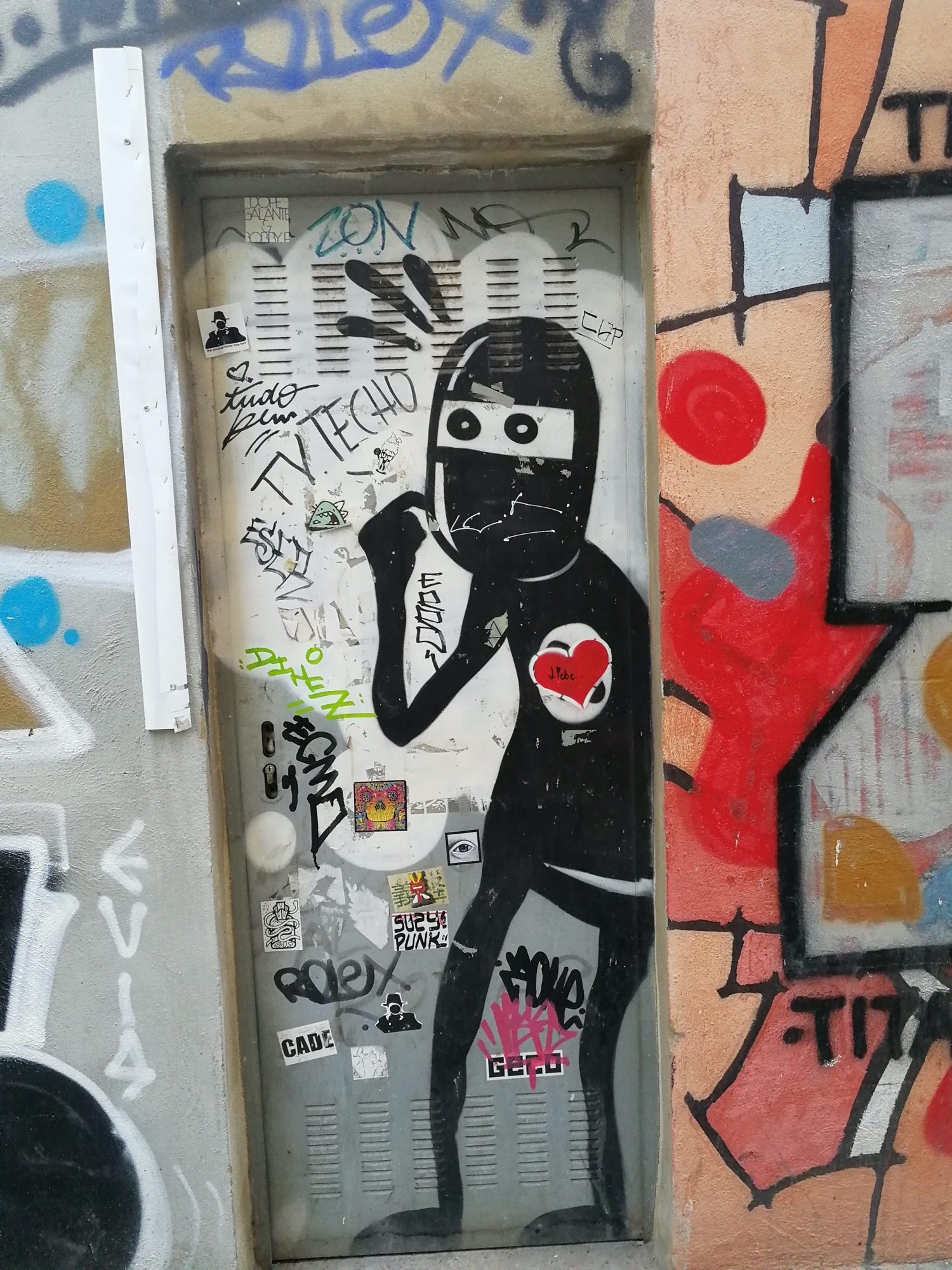 Melancholic David de Limon on Sticker Door — Street art by David de Limon in València
