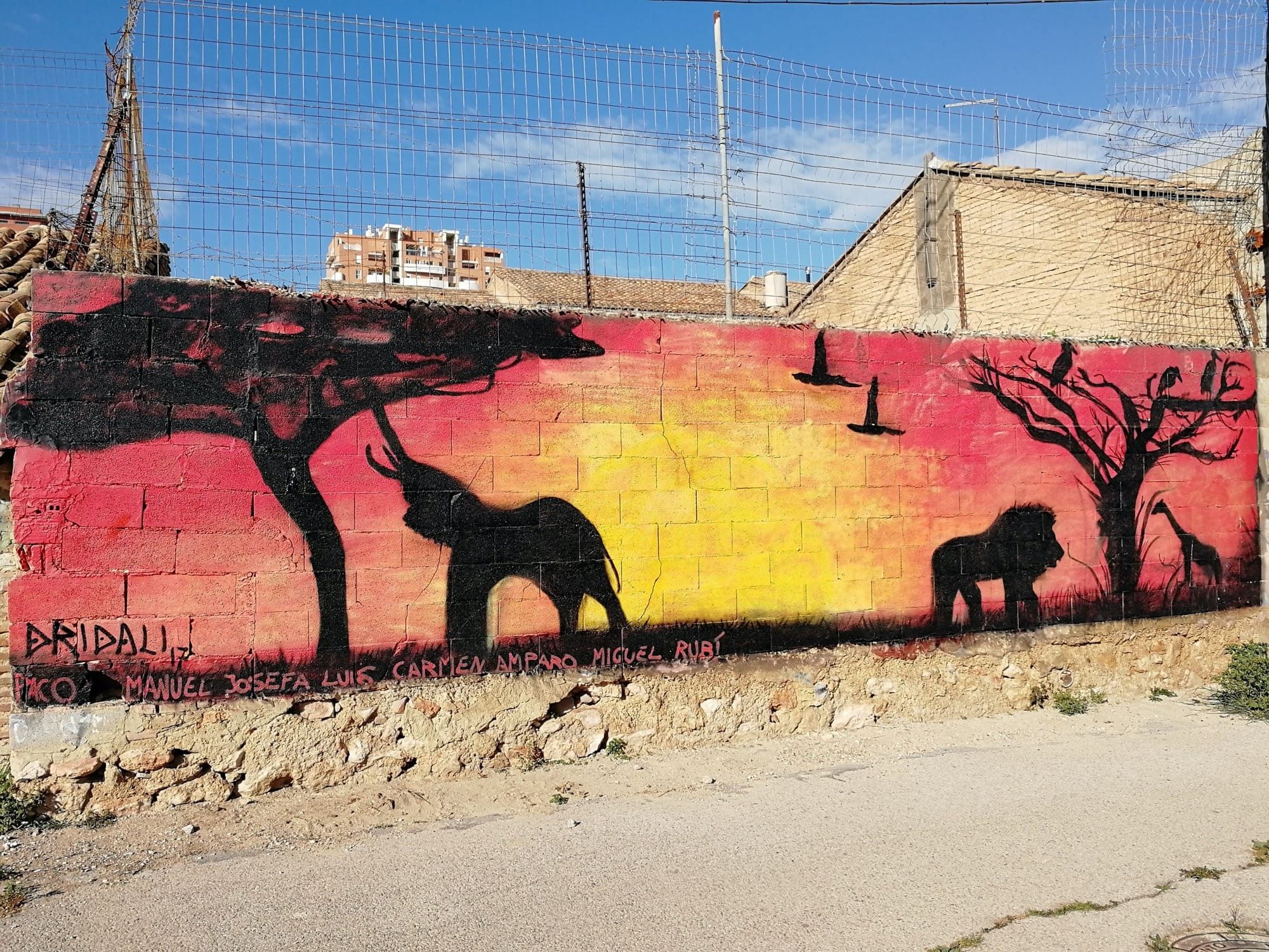Savane africaine au coucher de soleil par Dridali — Street art à València