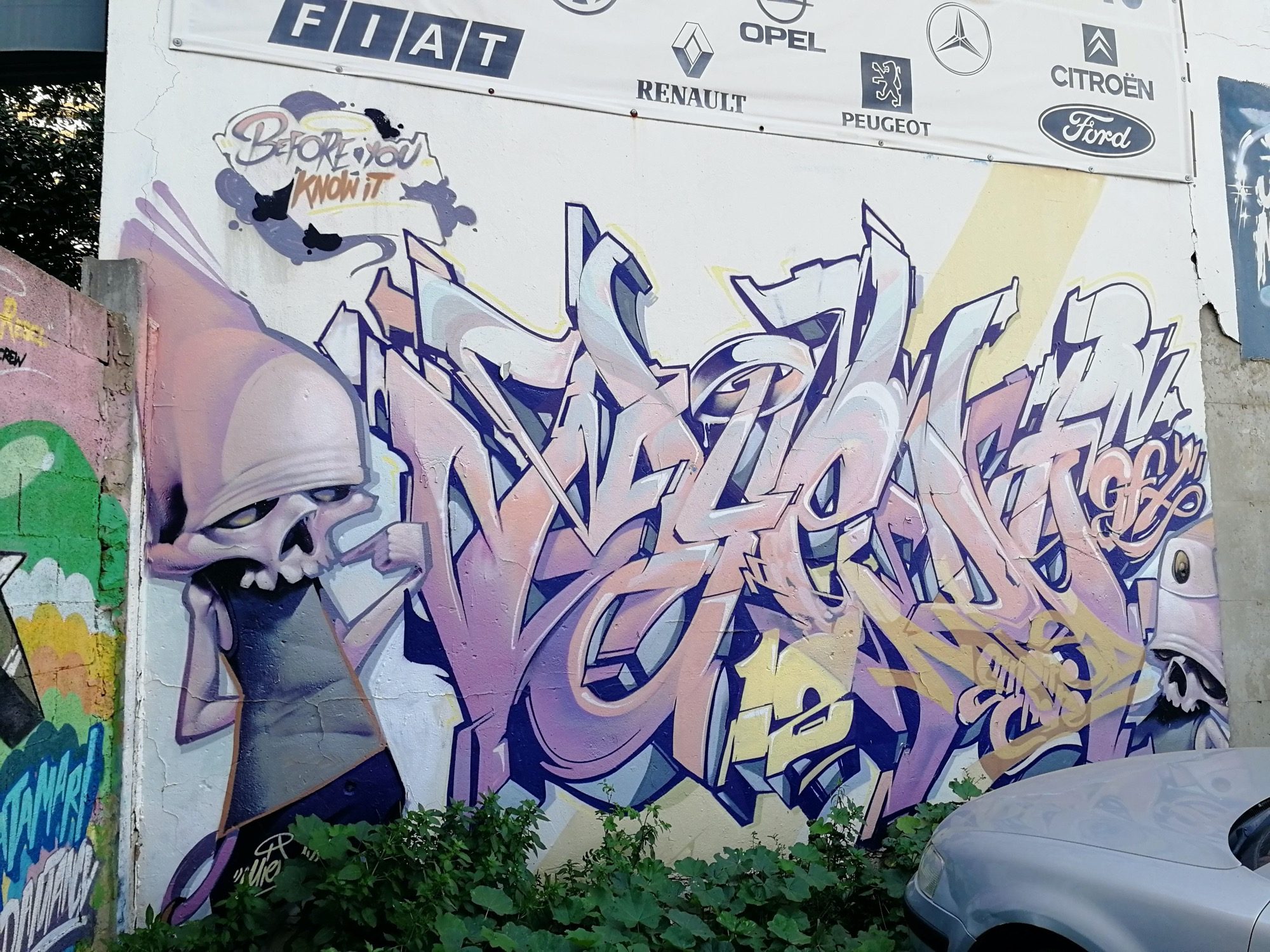 Wildstyle violet Before You Know It et crâne — Street art à València