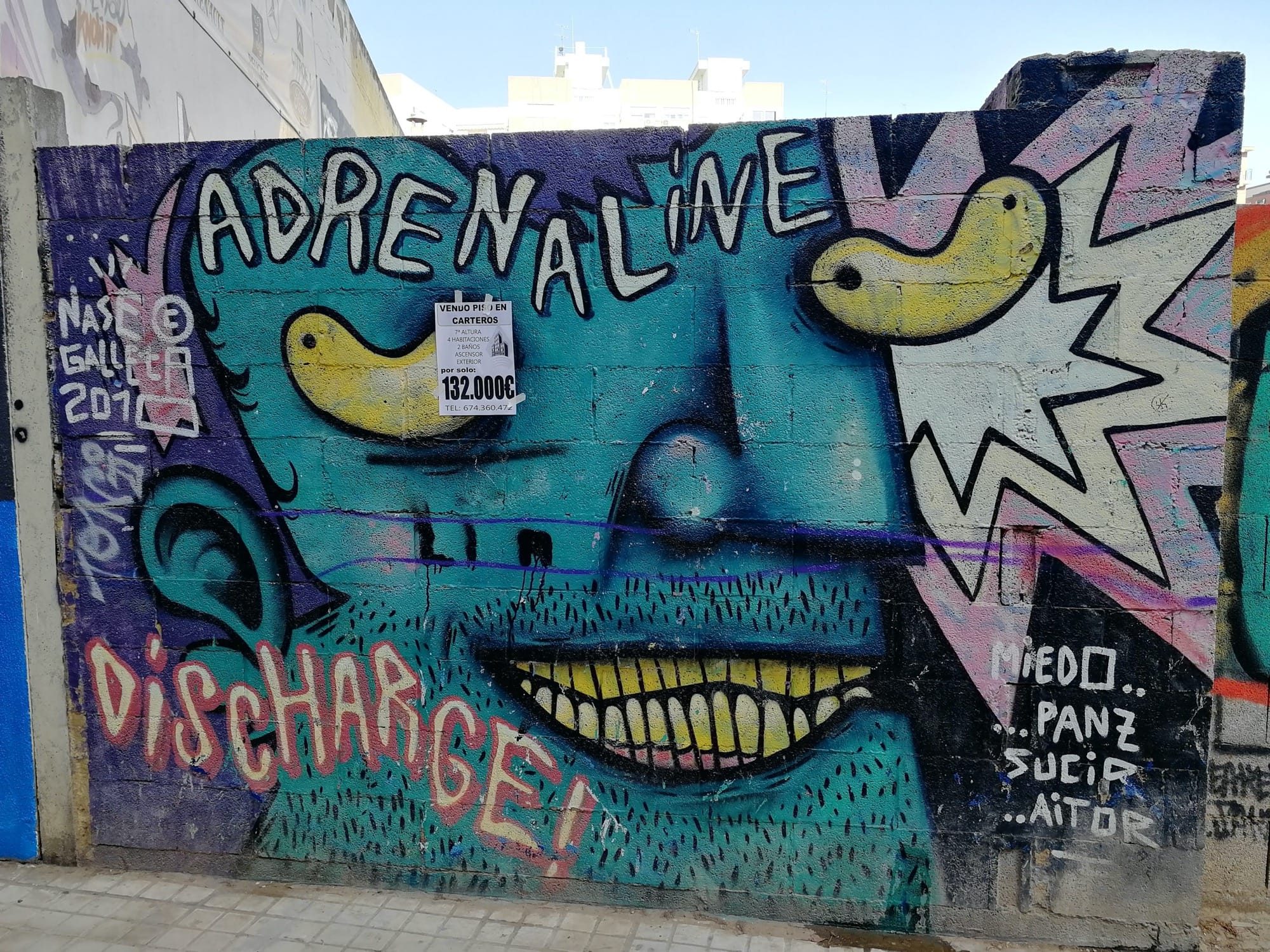 Teal Face Adrenaline Discharge — Street art in València