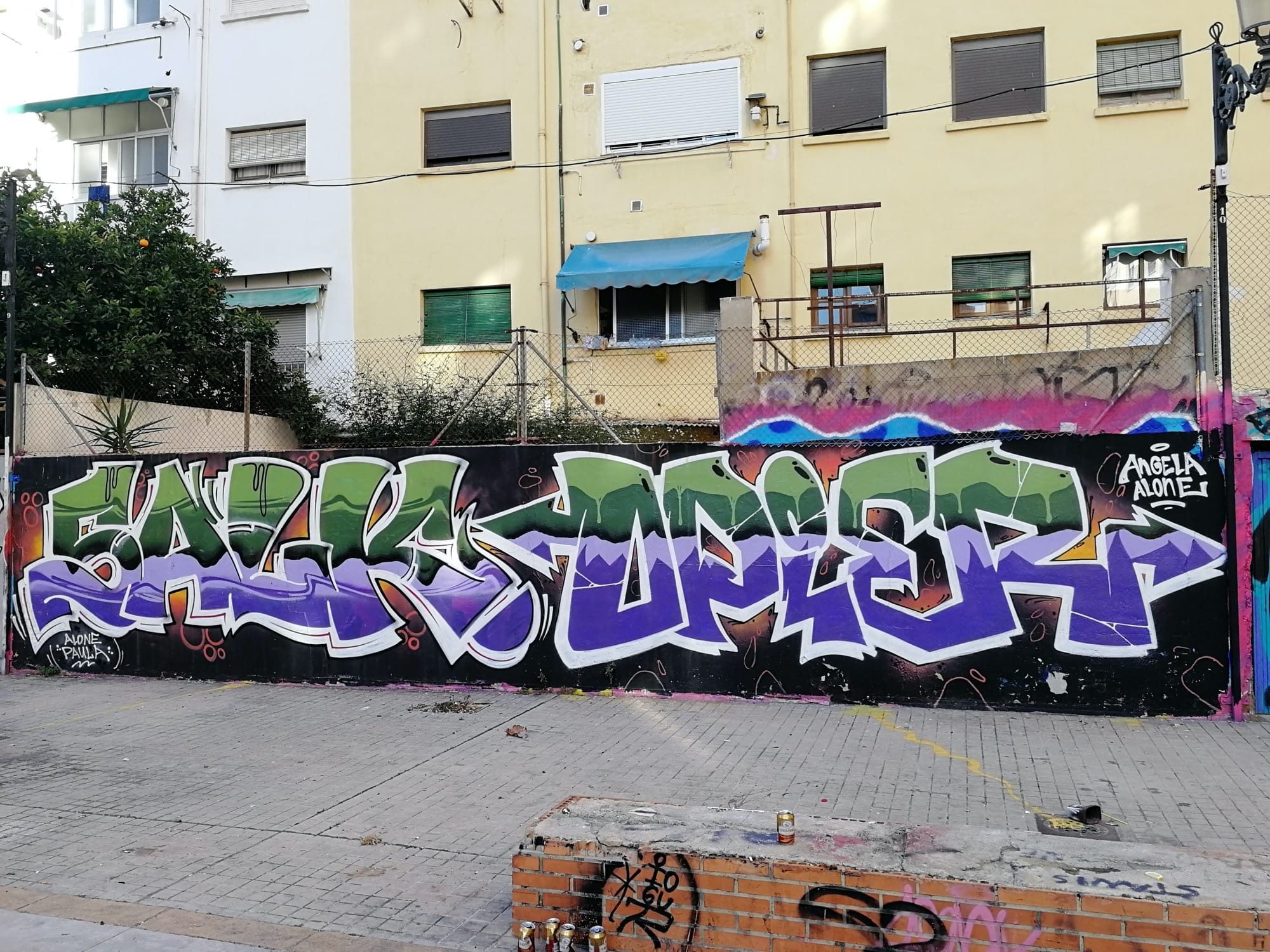 Green and Purple Wildstyle by Angela Alone — Street art in València