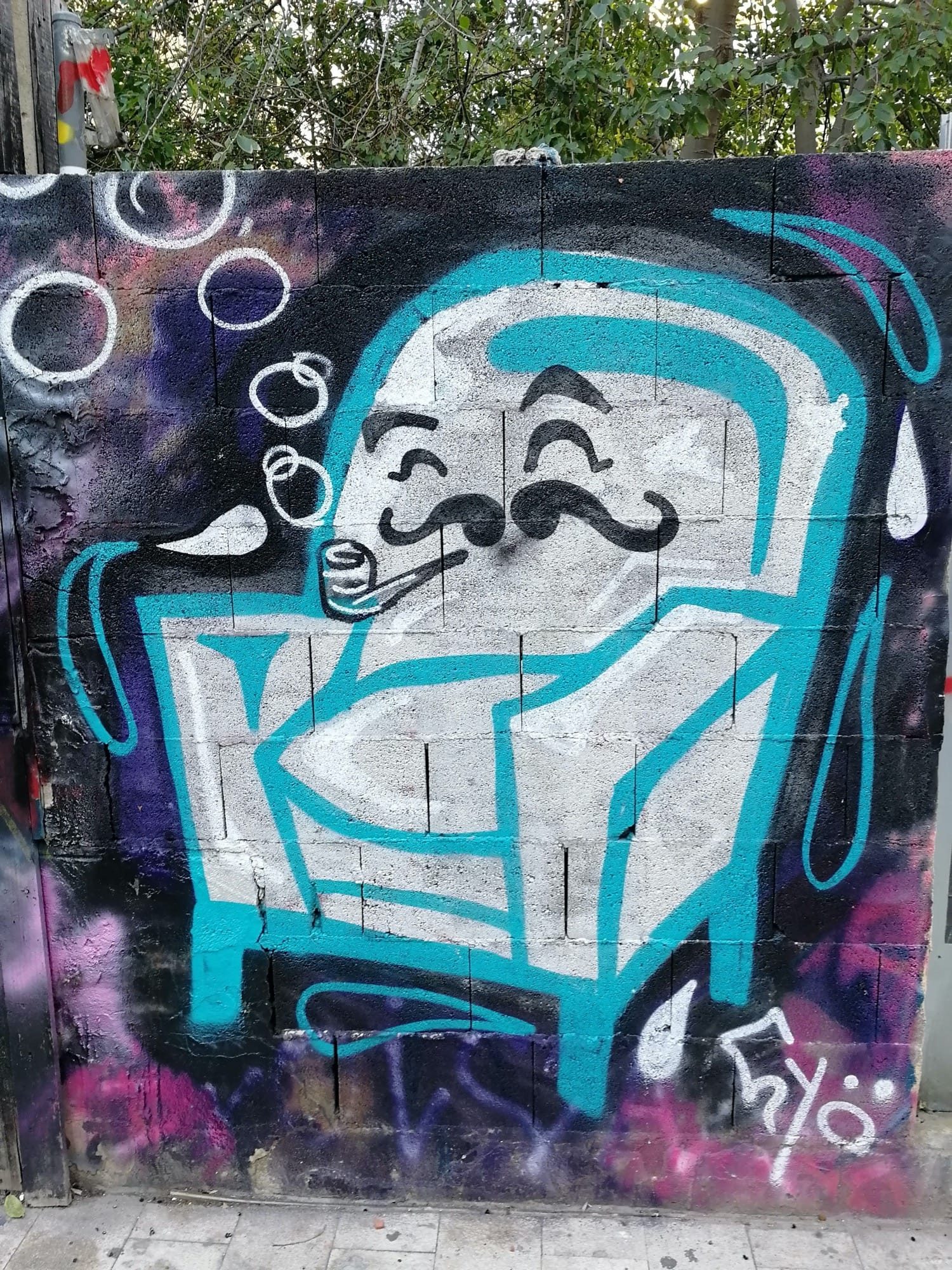 Mustachioed Gentleman in Armchair by CYO — Street art in València
