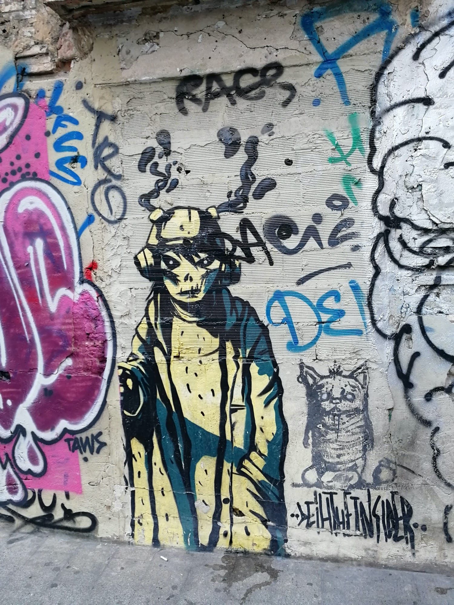 Masked Figure and Cat by Filthinsider — Street art in València