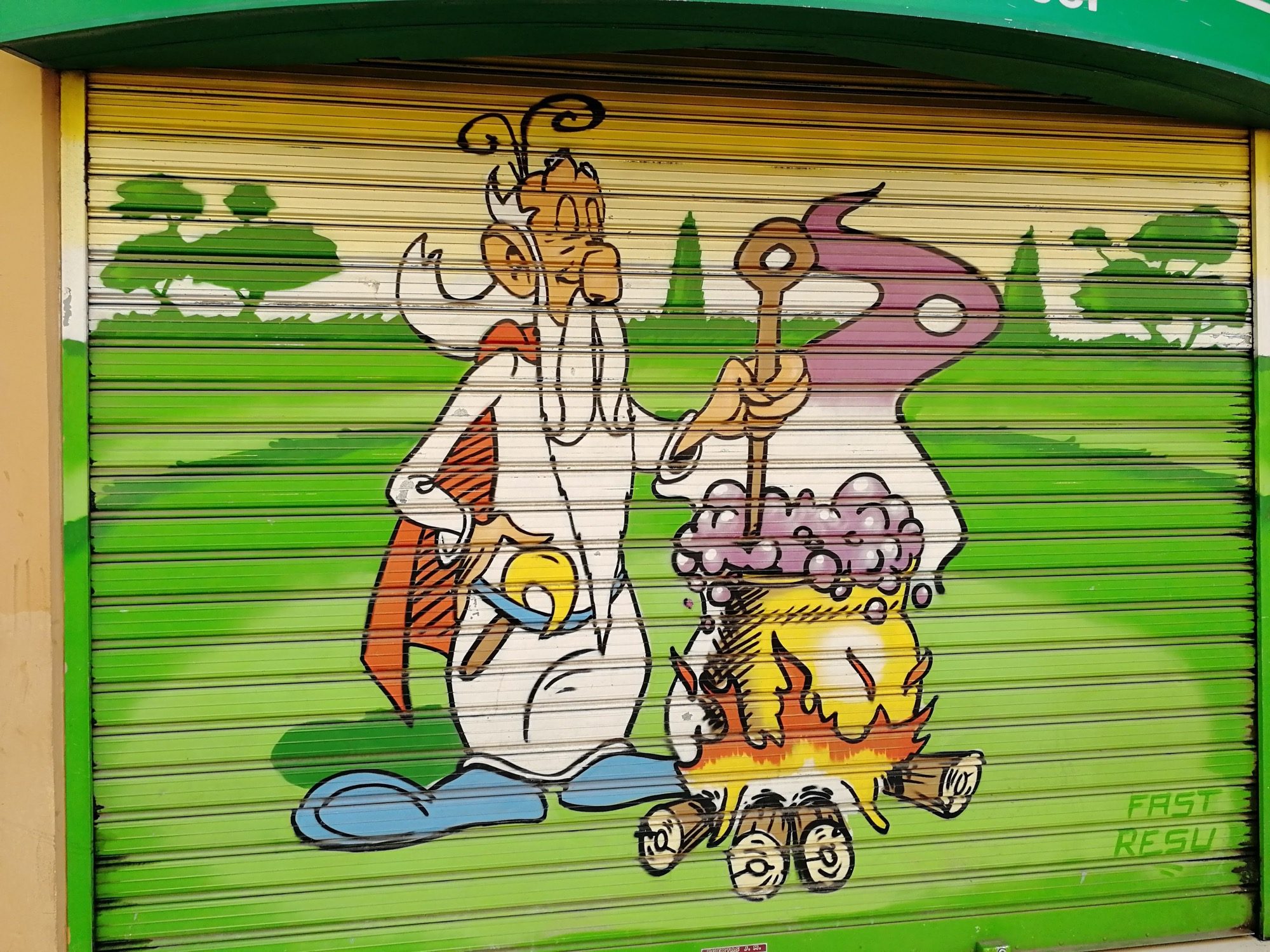 Panoramix Brewing Magic Potion from Asterix — Street art in València