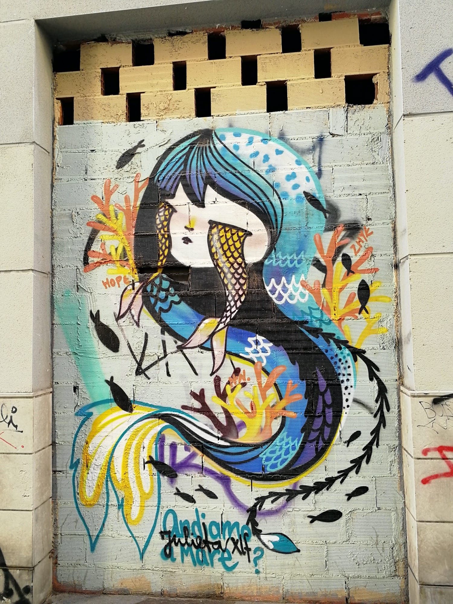 Andiamo a Mare - Mermaid and Corals - Julieta xlf and Hope — Street art by Julieta xlf in València