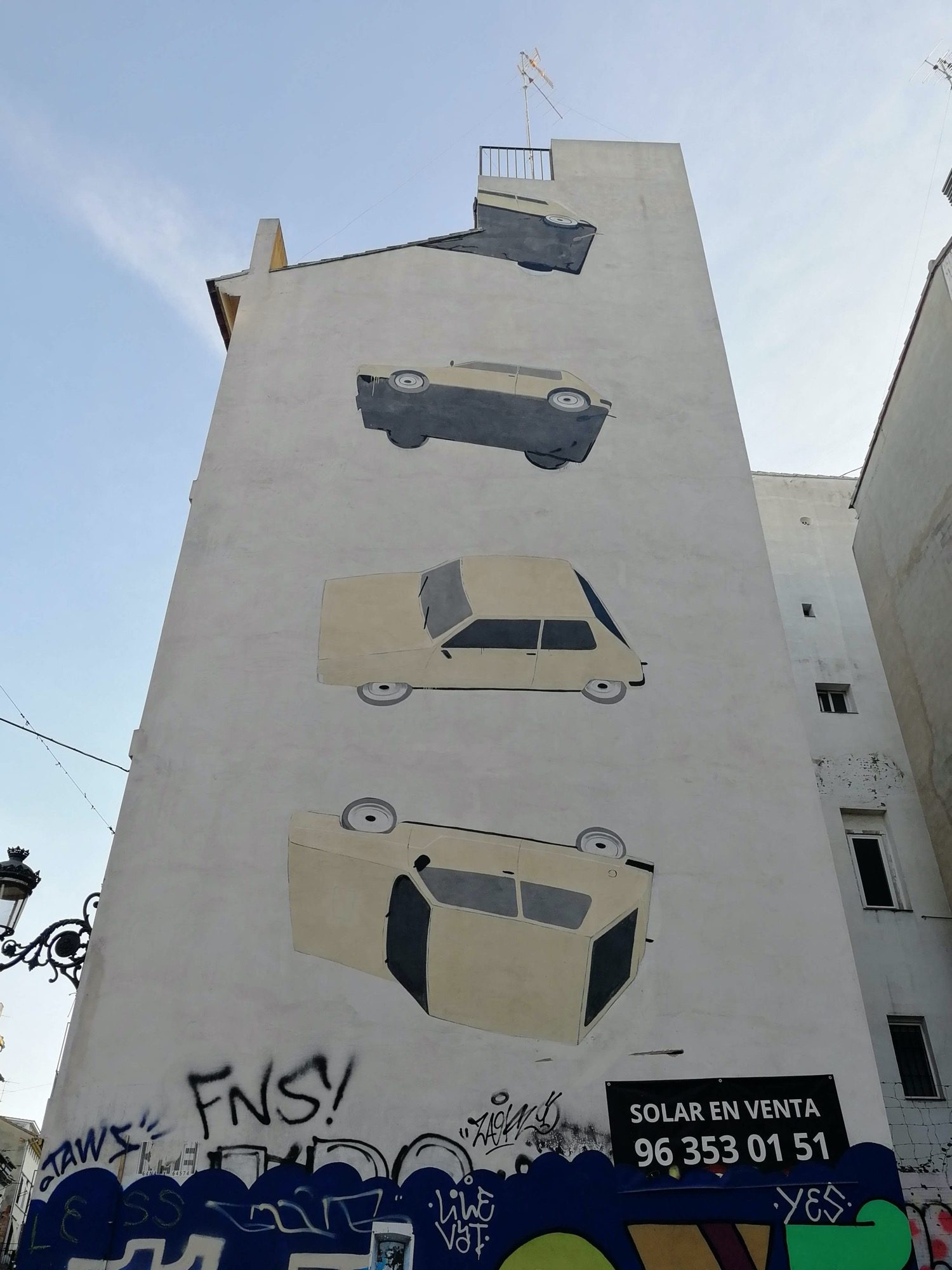 Suspended Cars by Escif — Street art by Escif in València
