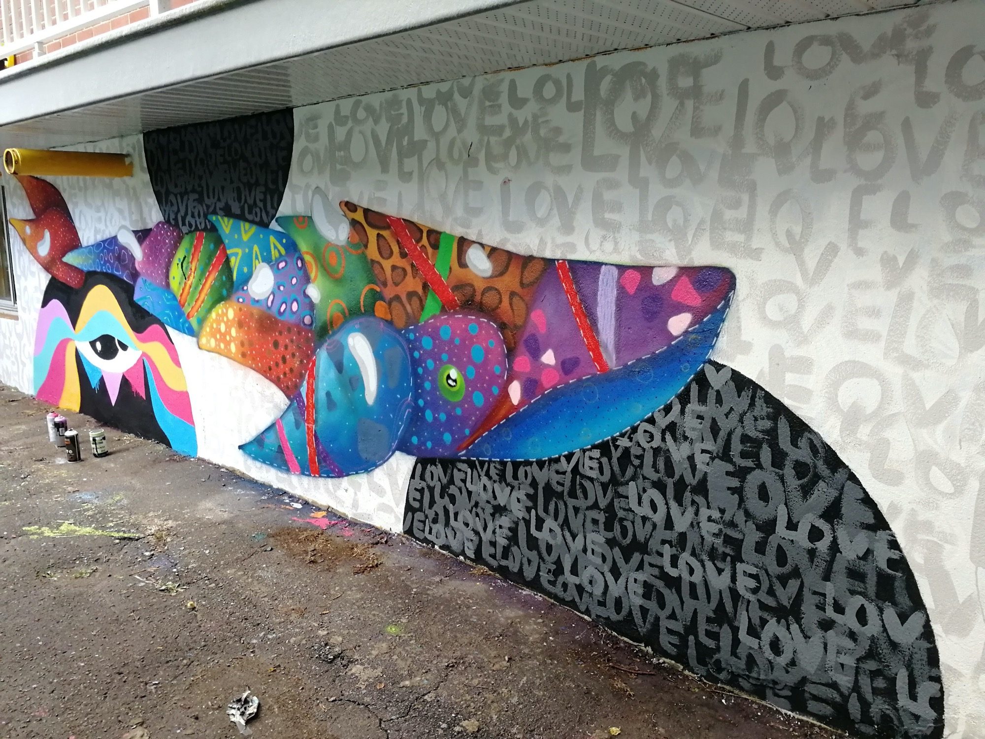 Chimera Fish of the LOVE Passage — Street art in Montréal