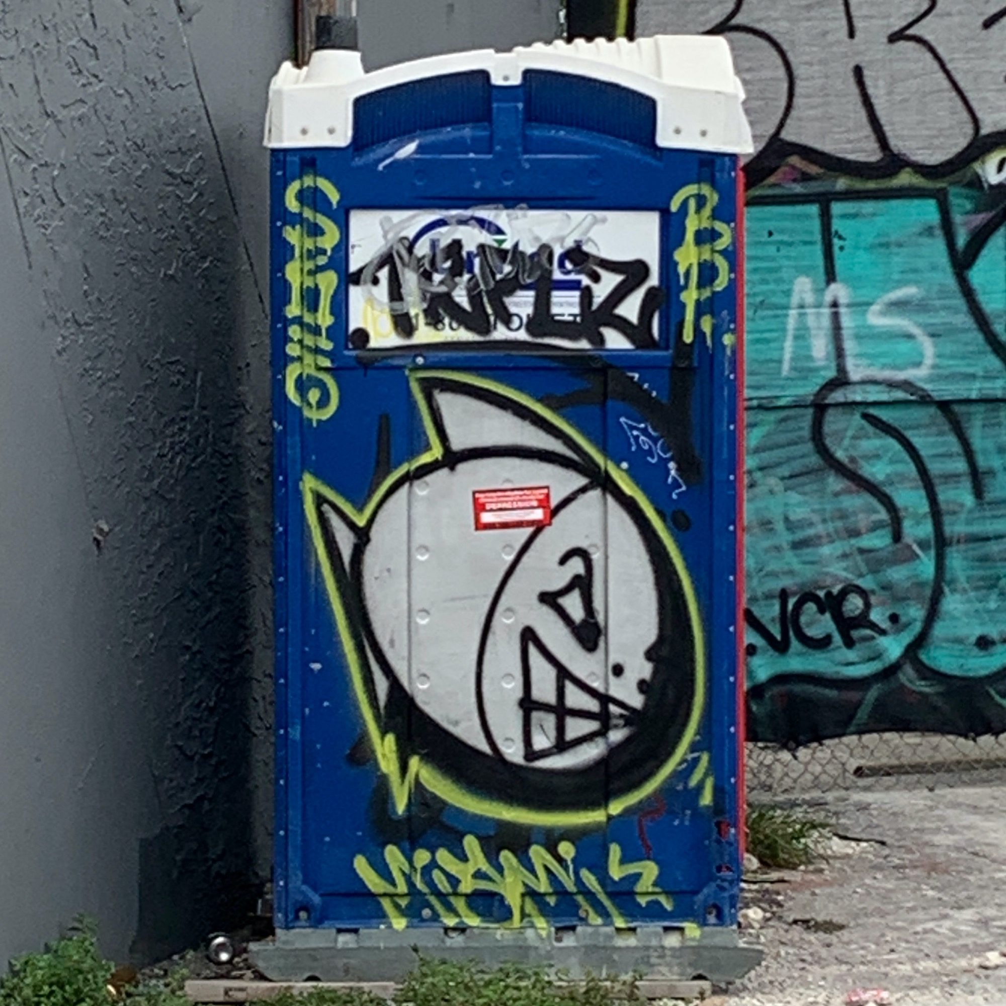 Graffiti Shark on Portable Toilet — Street art in Miami