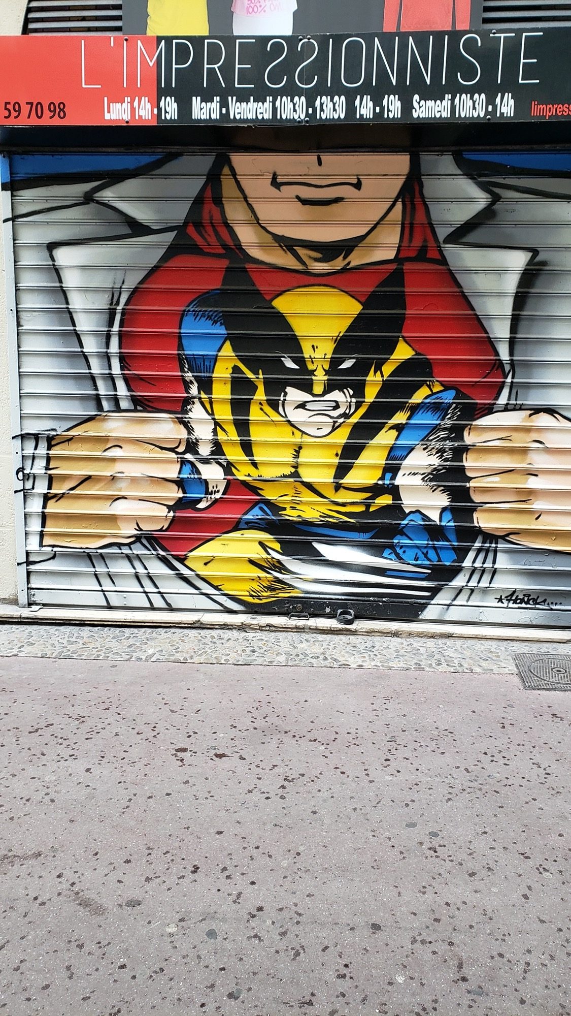 Wolverine on the Steel Shutter — Street art in Montpellier