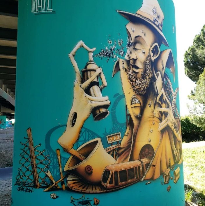 The Breath of the Man in the Hat — Street art in Montpellier