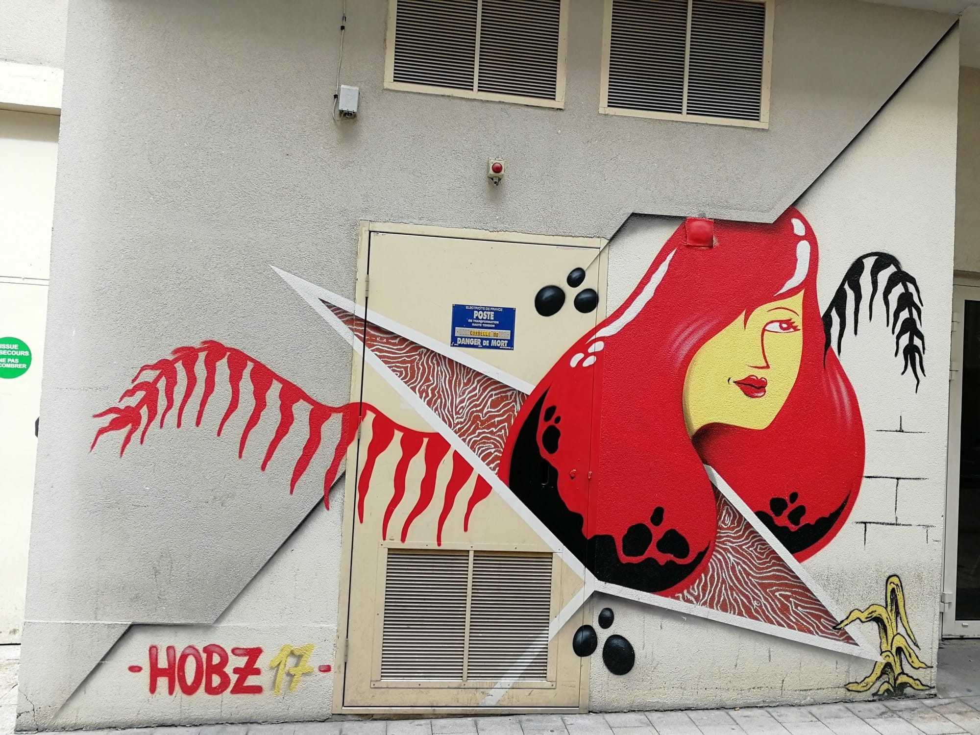 Femme aux cheveux rouges – Hobz — Street art à Angers