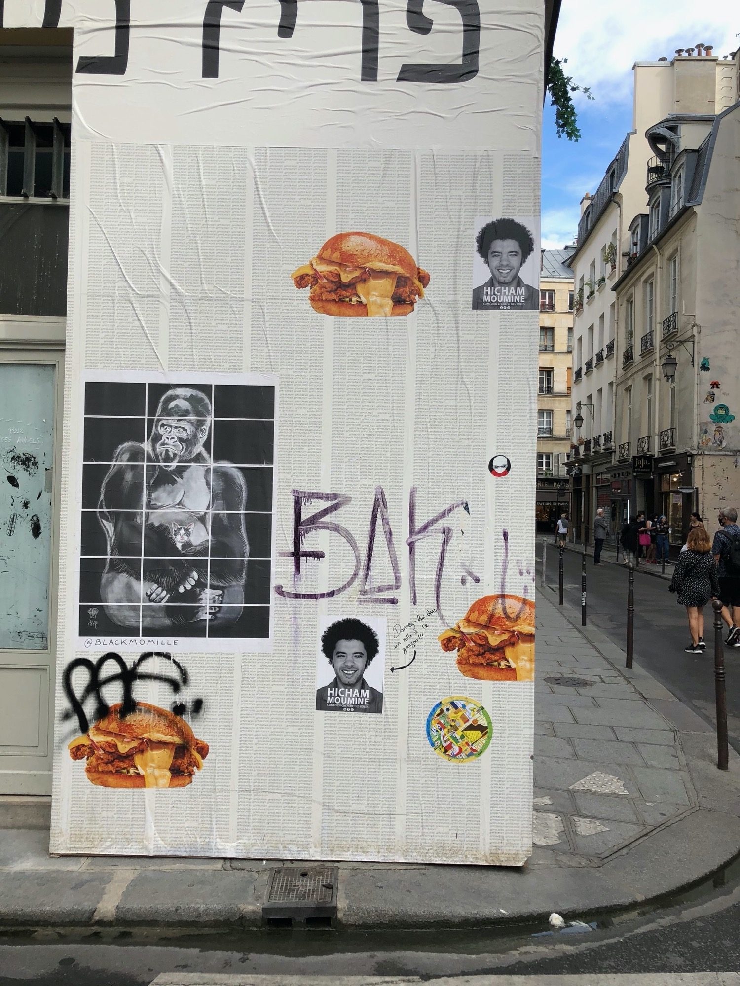 Stickers et collages – Marais — Street art de Monsieur plus à Paris