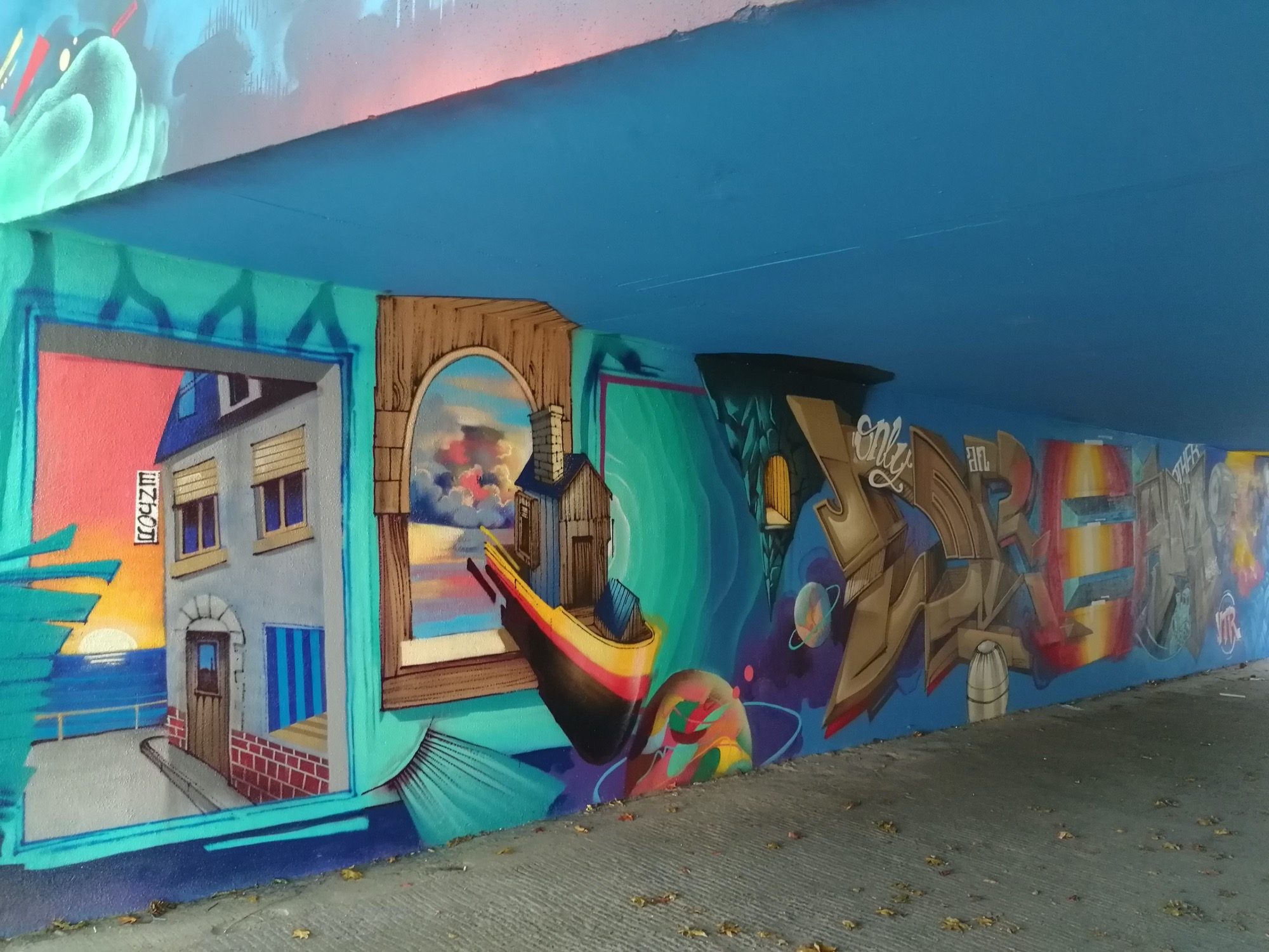 Boat Sailing out of a Window — Street art by Sitou, Kafé Korsé in Nantes
