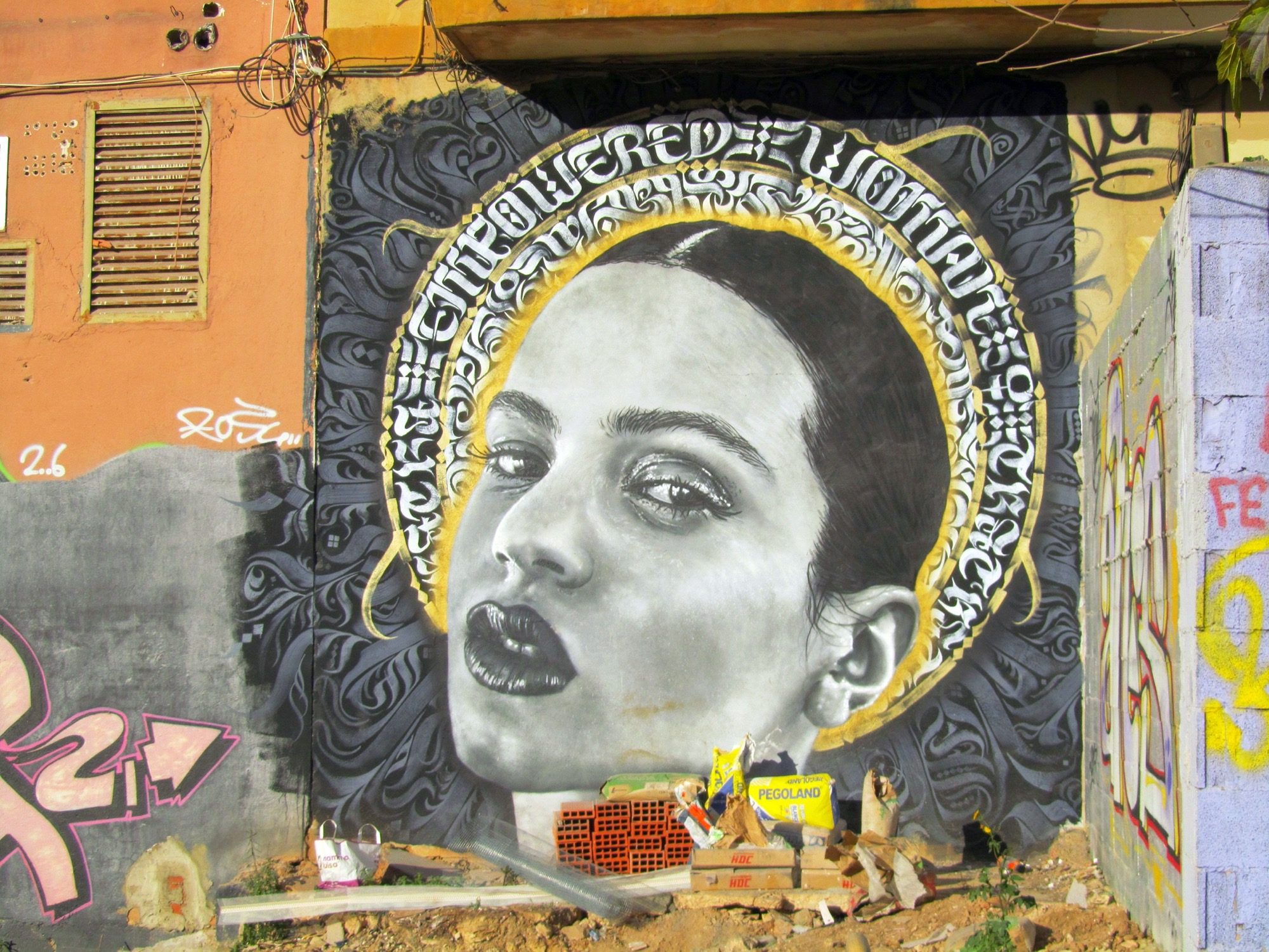 Rosalía au halo doré — Street art de Dridali à València