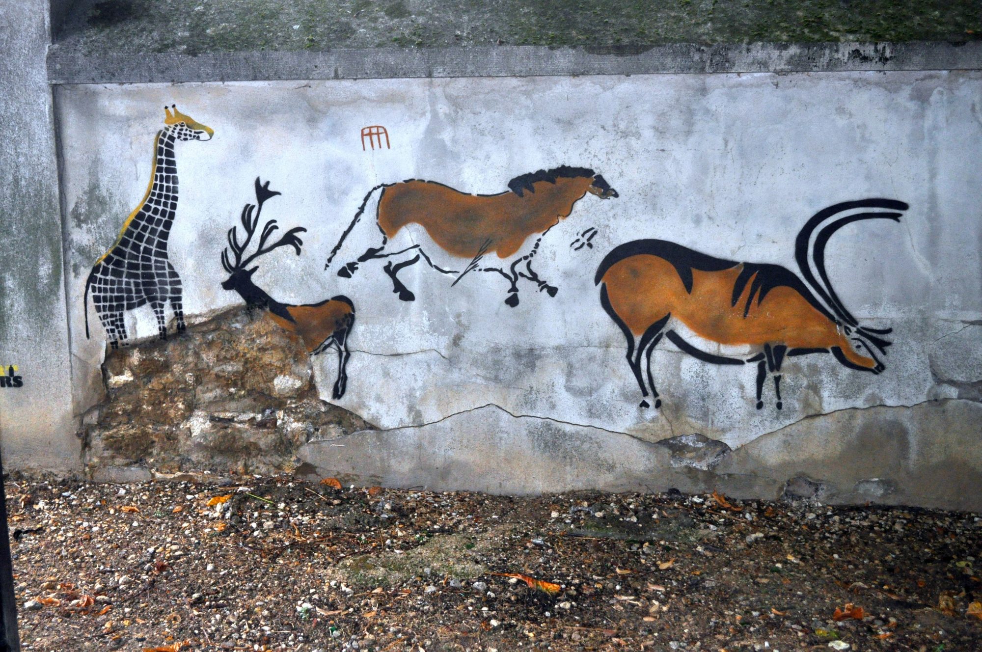 Cave Bestiary on Concrete — Street art by Lasco in Champigny-sur-Marne