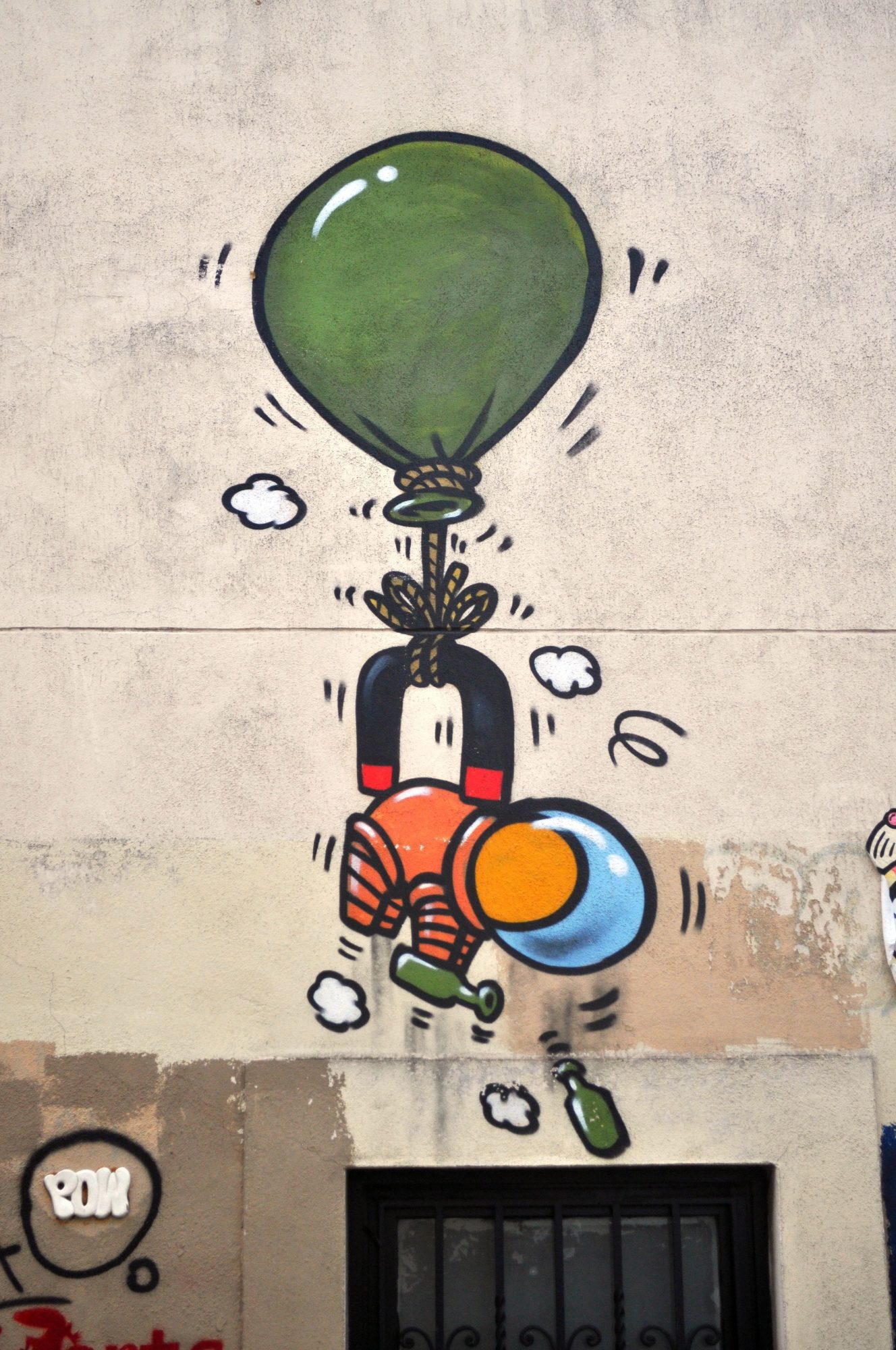 Gouzou Hanging from a Green Balloon — Street art by Jace in Paris