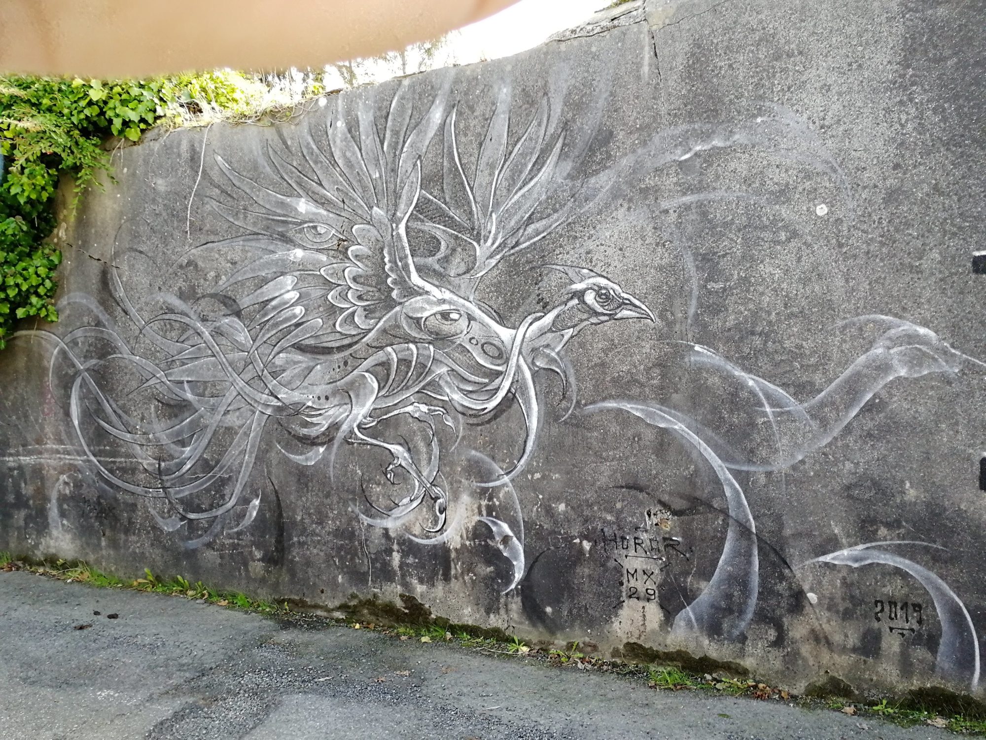 White Mythological Bird, Morlaix — Street art in Morlaix