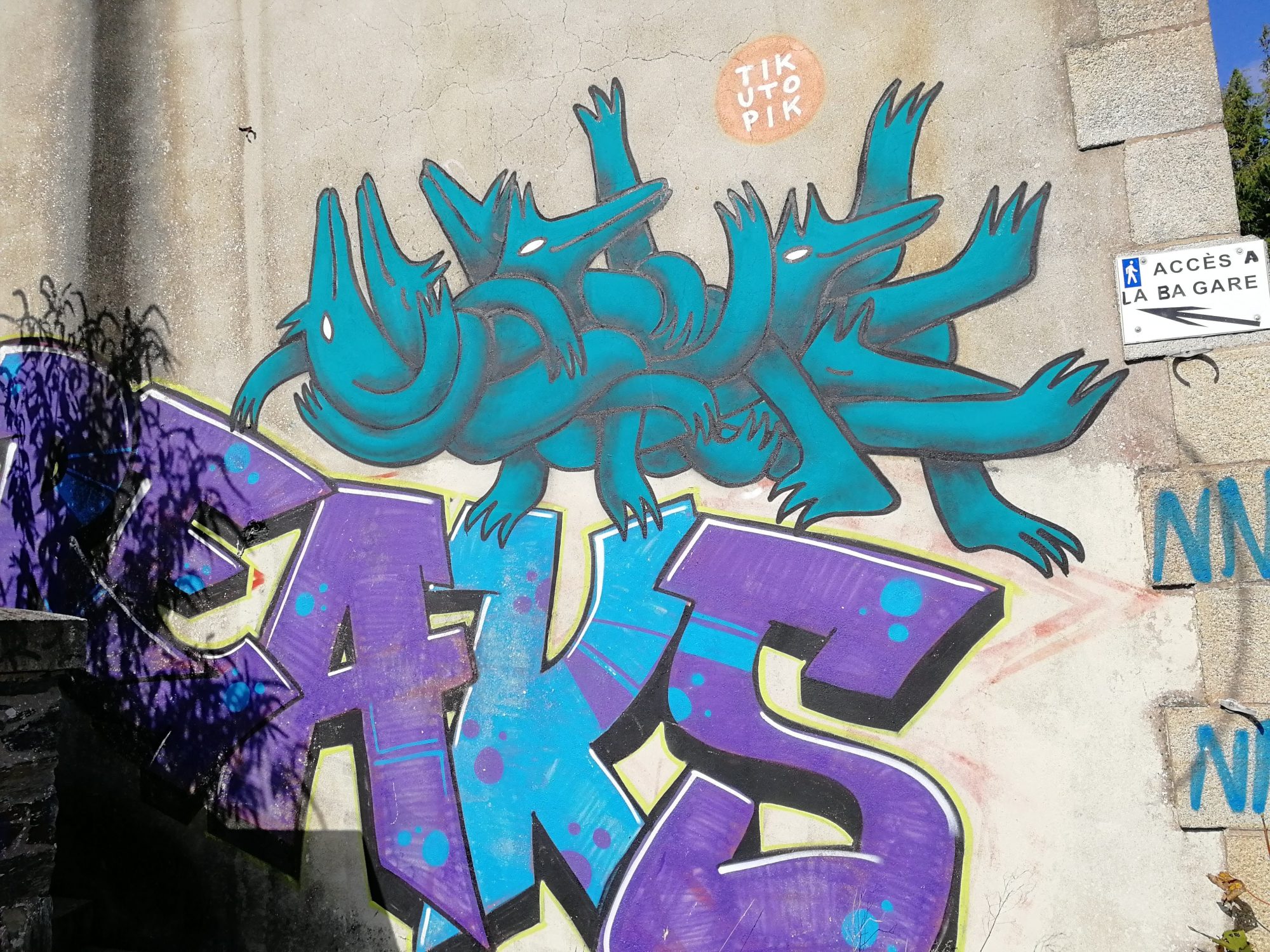 Blue Lizard and Wild Style, Morlaix — Street art in Morlaix