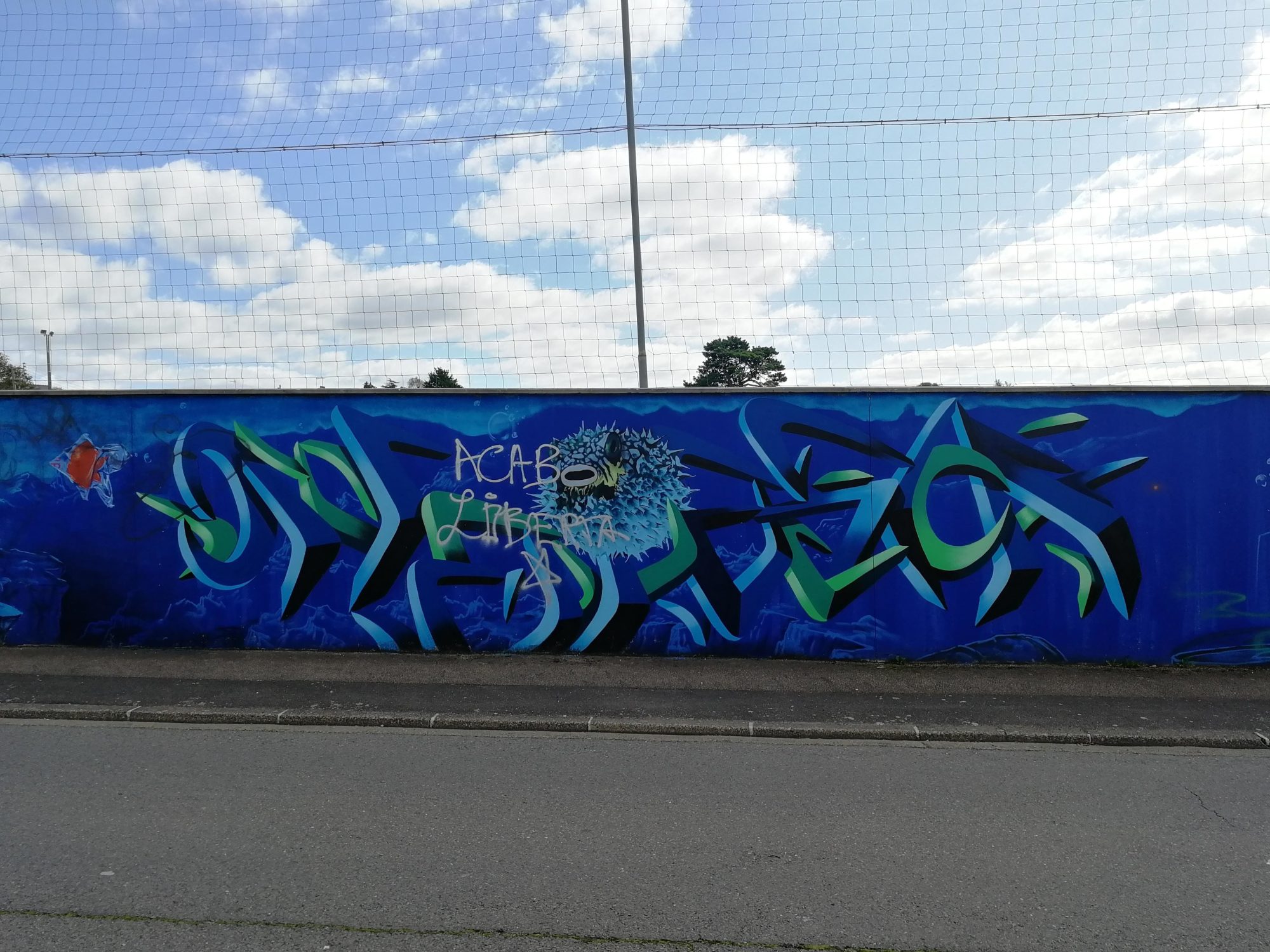 Green Wild Style and Pufferfish, Morlaix — Street art in Morlaix