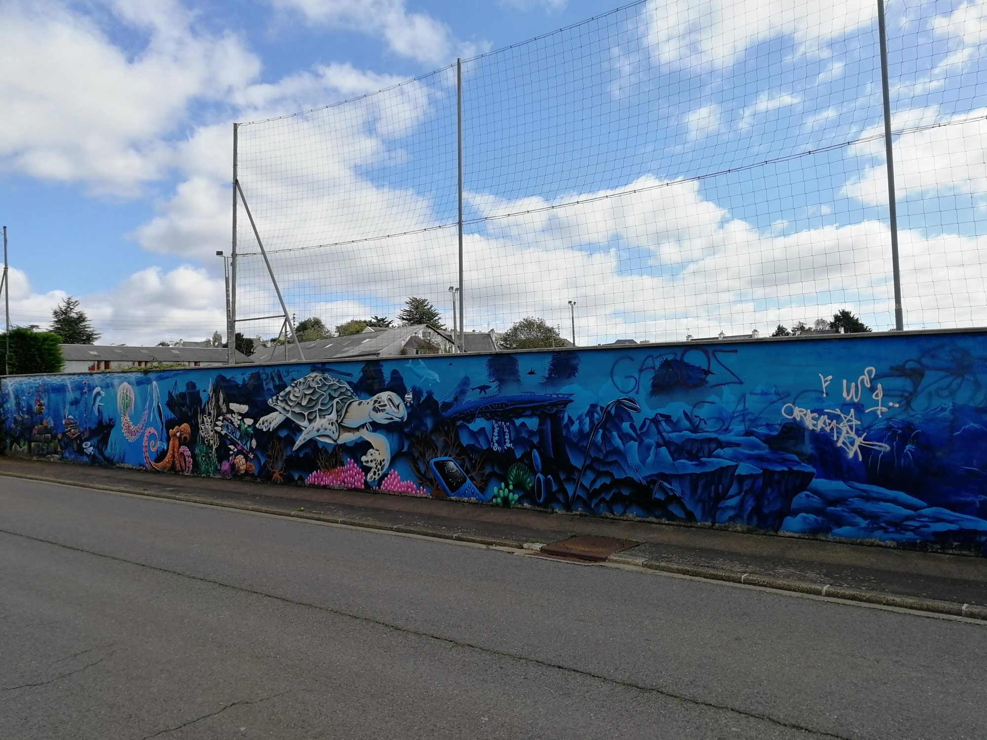 Sea Turtle and Marine Life, Morlaix — Street art in Morlaix