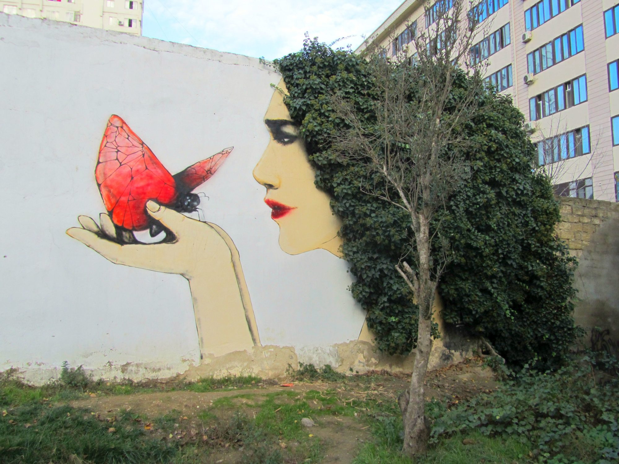 Femme au papillon par Azyadeon à Bakou — Street art de Azyadeon à Bakı