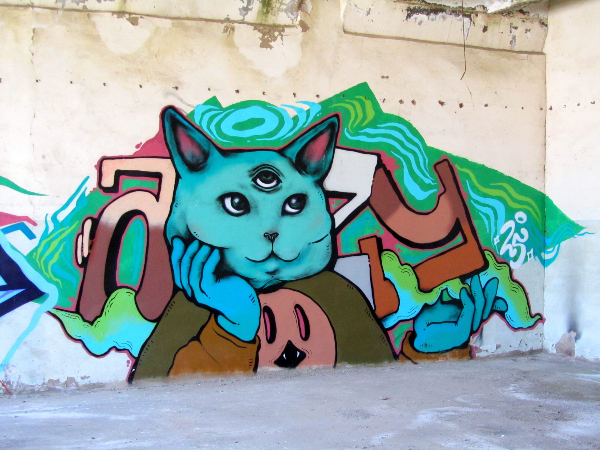 Chat cyclope par Azyadeon à Bakou — Street art de Azyadeon à Bakı