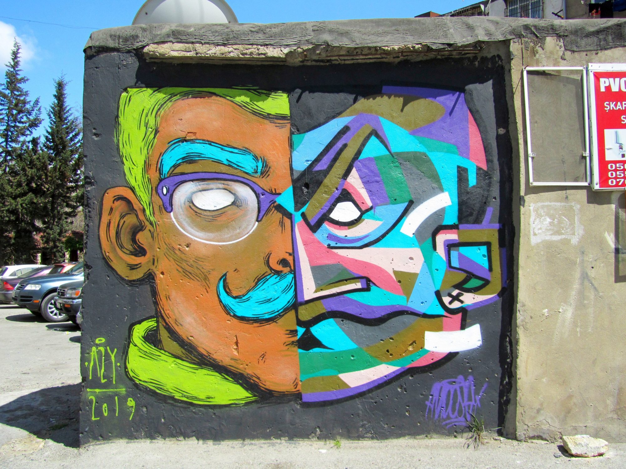 Double Face by Azyadeon in Baku — Street art by Moosem135, Azyadeon in Bakı