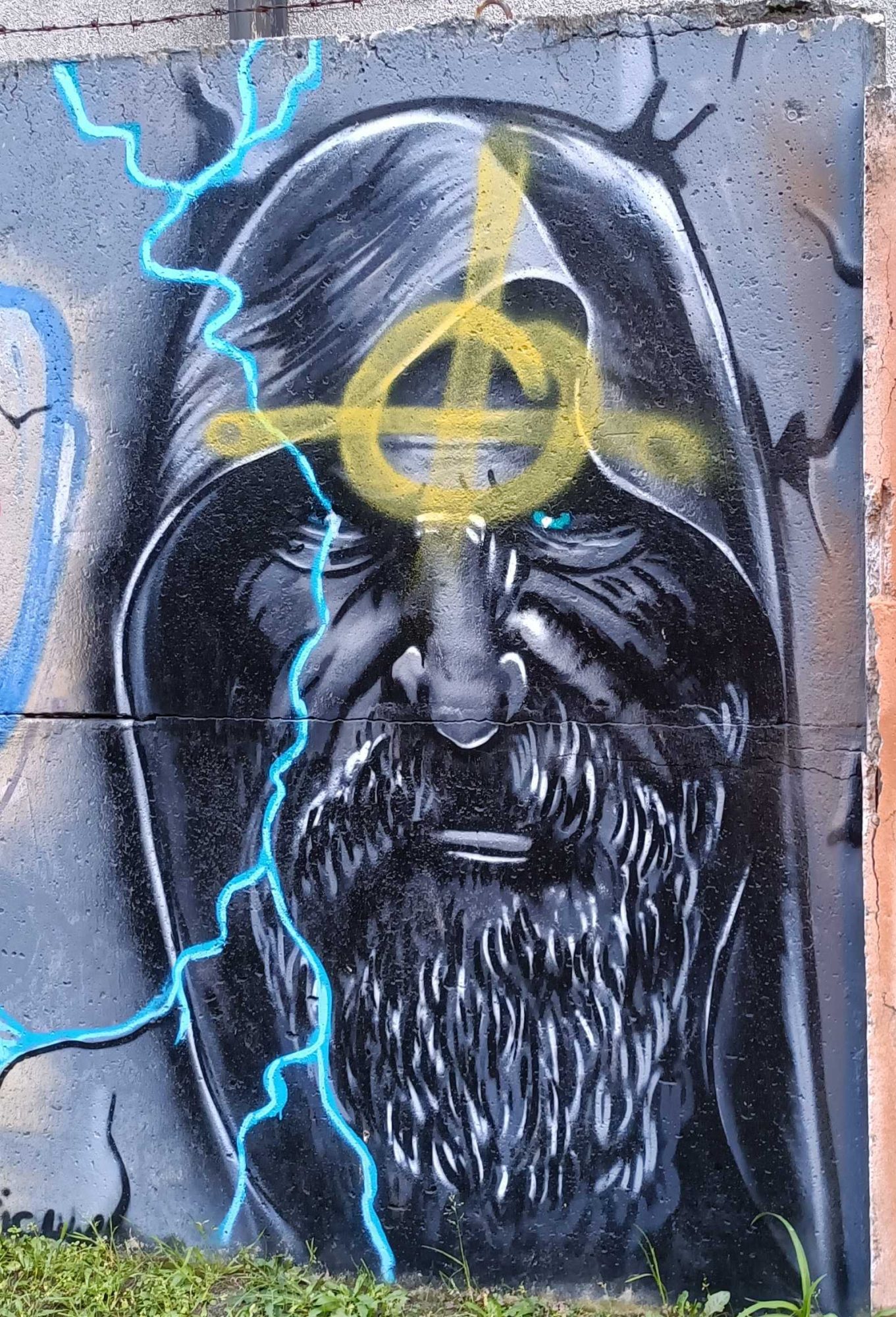 Mystical Spiritual Bearded Man — Street art in Berlin
