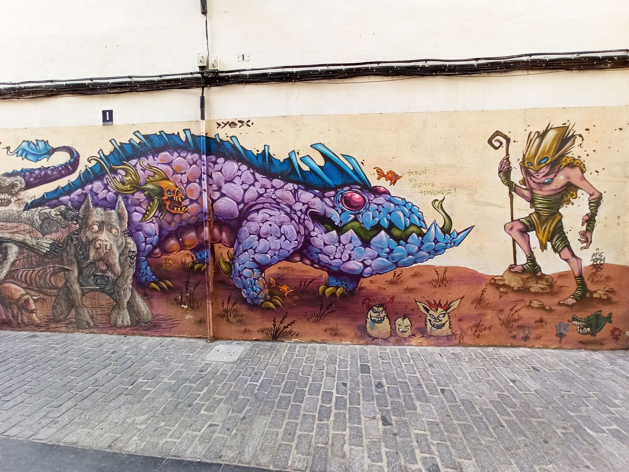 Dragon et guerrier par Dyox One à Valence — Street art de Dyox one à València