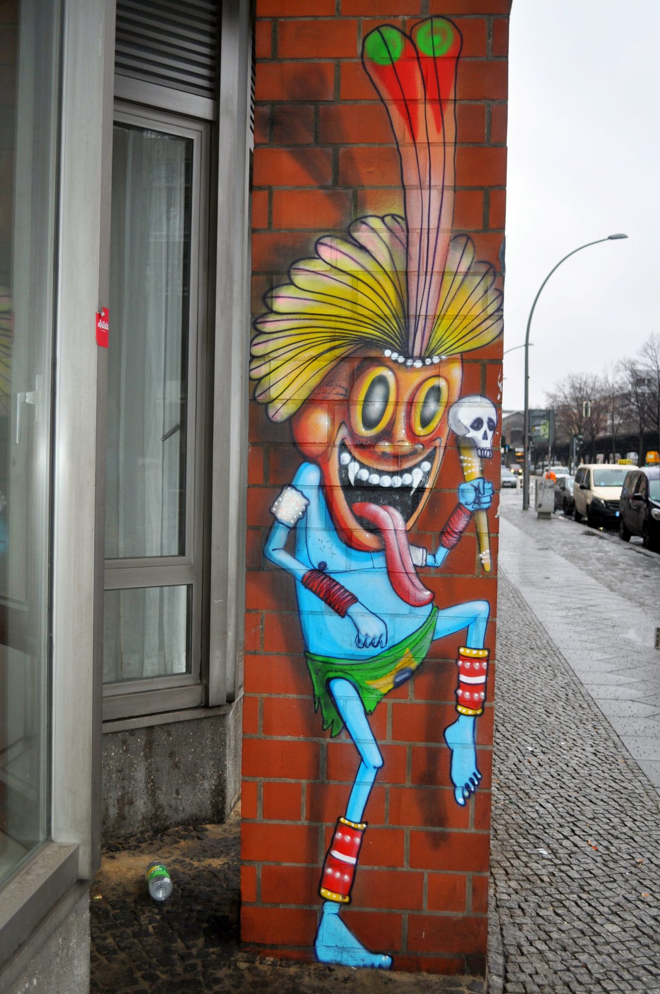 Colorful Blue Shaman Cranio — Street art by Cranio in Berlin