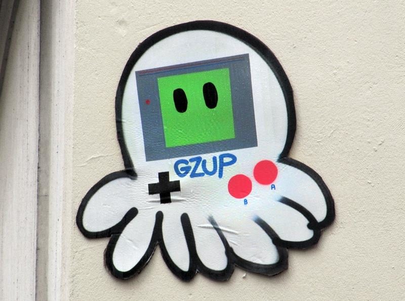 Octopus Game Boy Gzup — Street art by Gzup in Paris