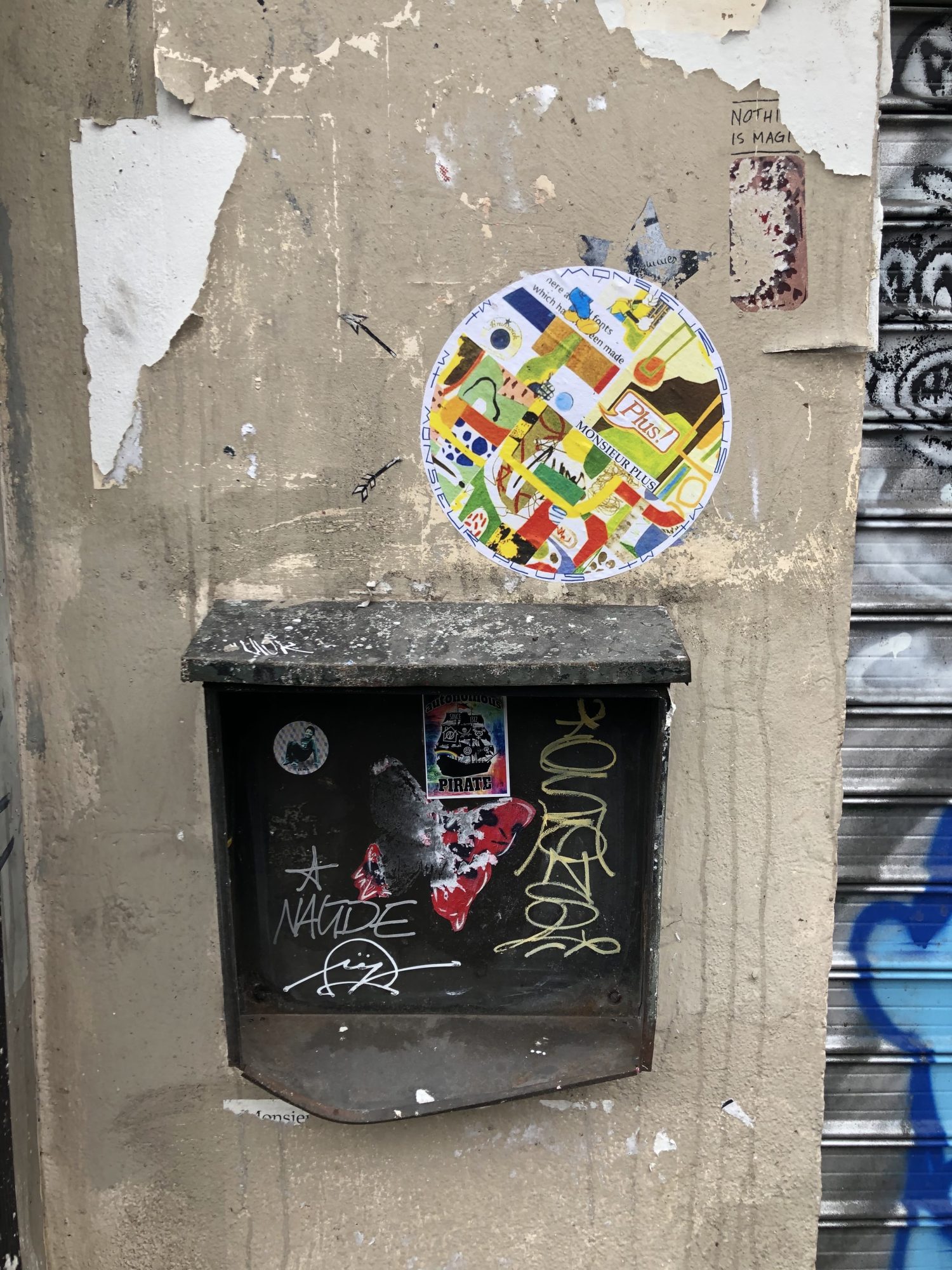 Colorful Circular Collage Sticker — Street art by Monsieur plus in Paris