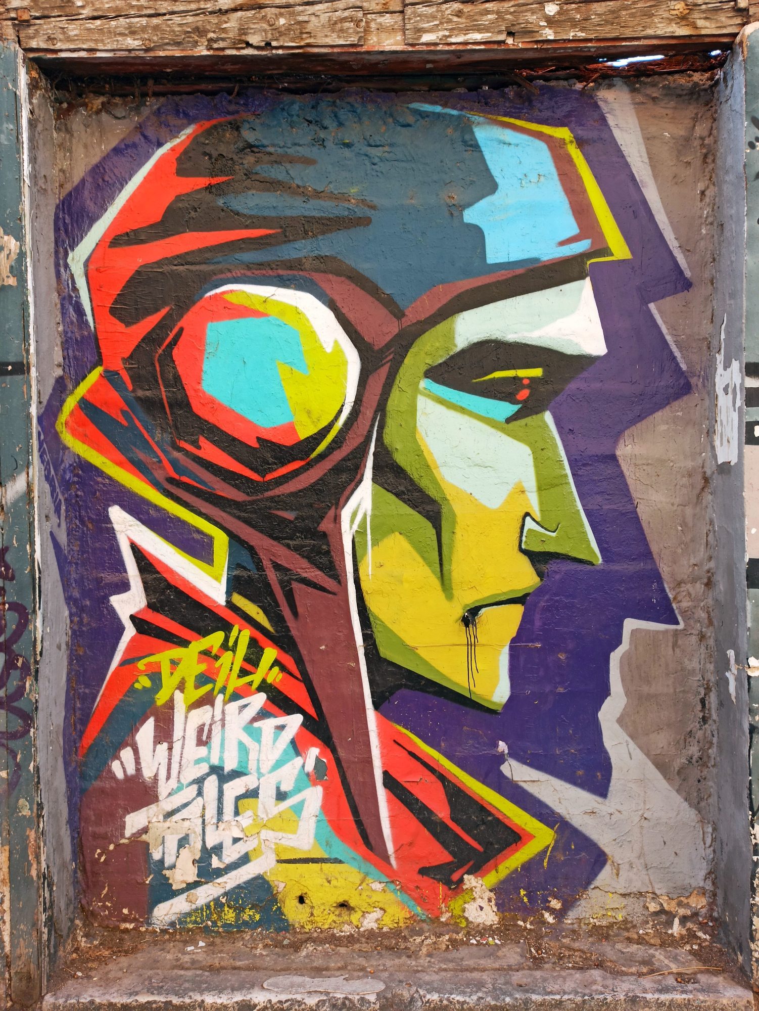 Geometric Profile in Flat Colour — Street art by Deih xlf in València