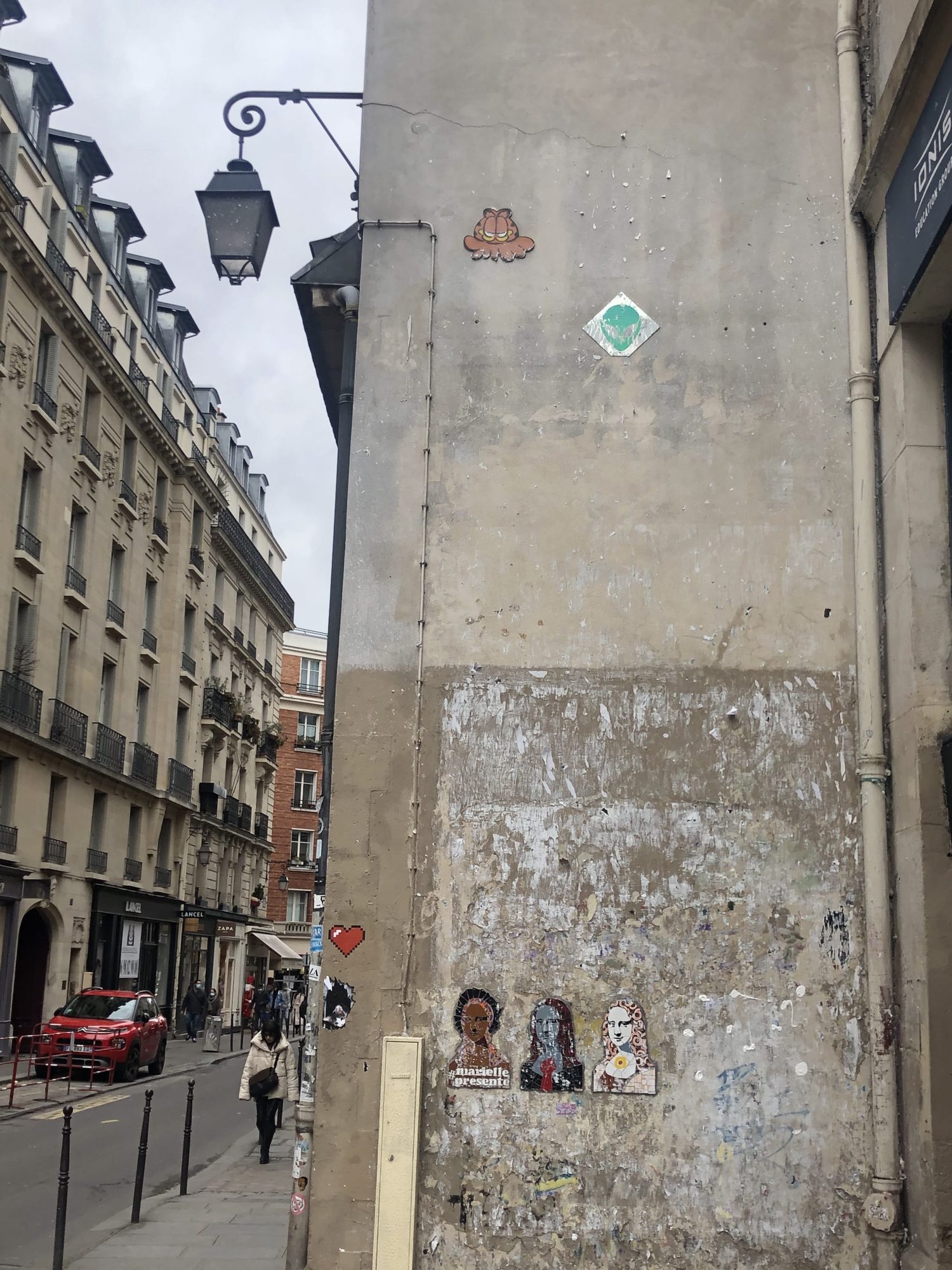 Pixel Heart and Street Paste-ups — Street art by Gzup, Coeur pixel in Paris