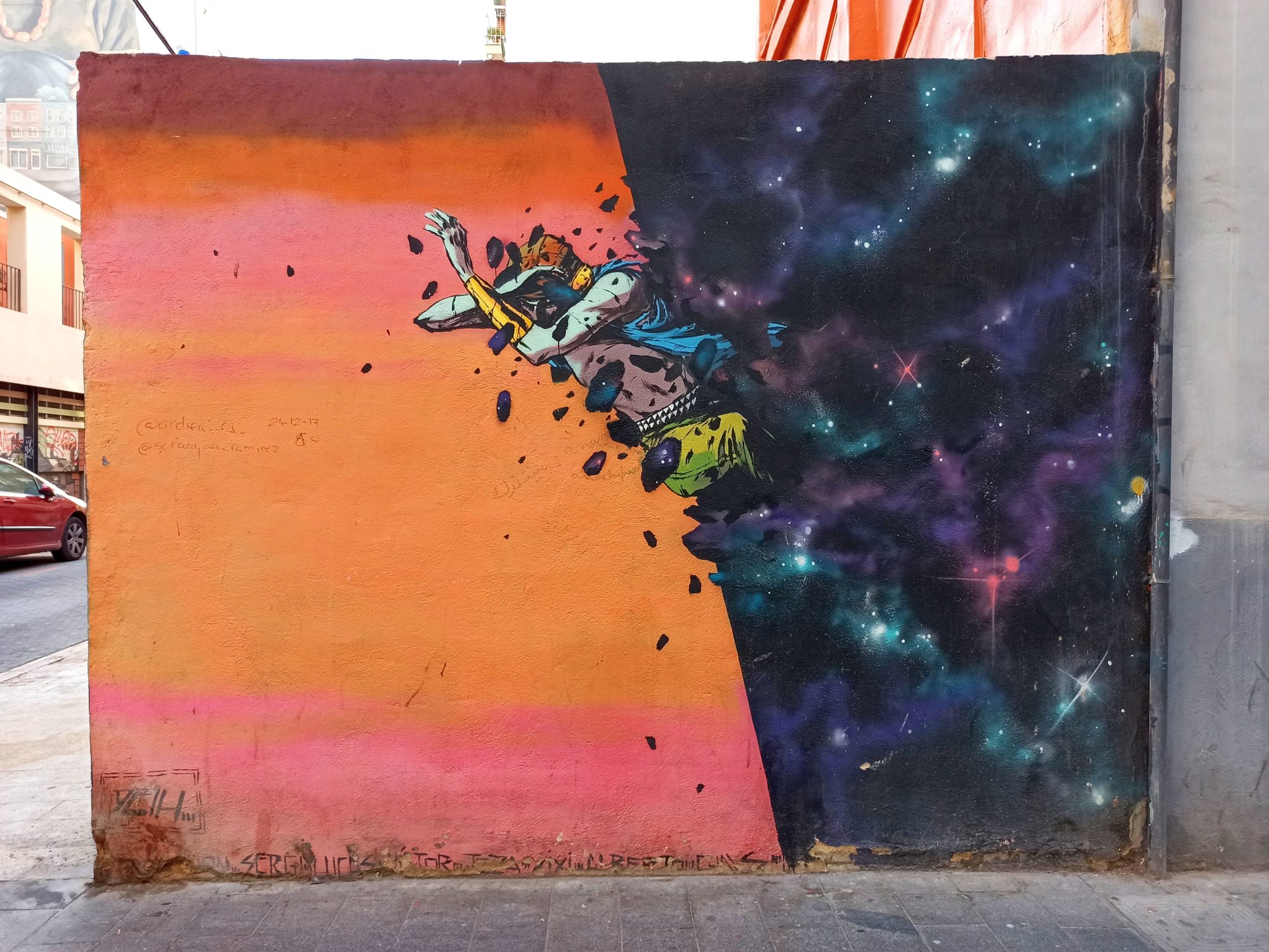 Fall into the Starry Sky — Street art by Deih xlf in València