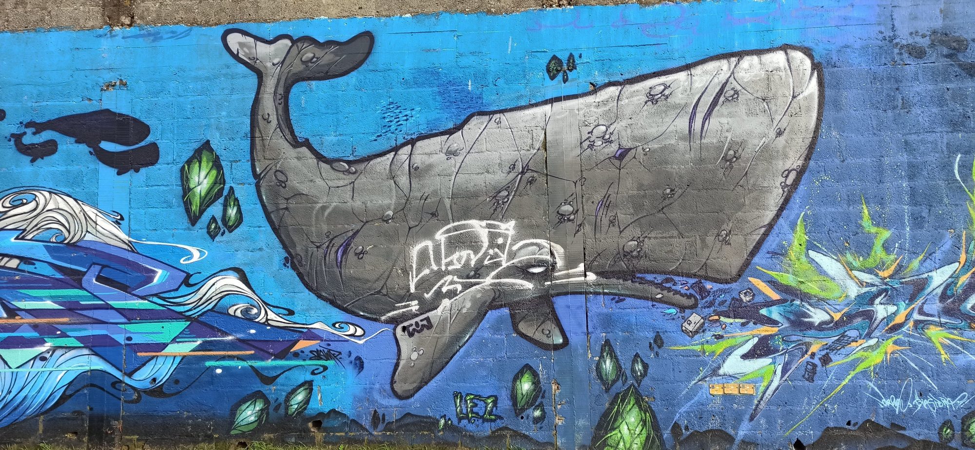 Sperm Whale on the Marine Mural — Street art in Lorient