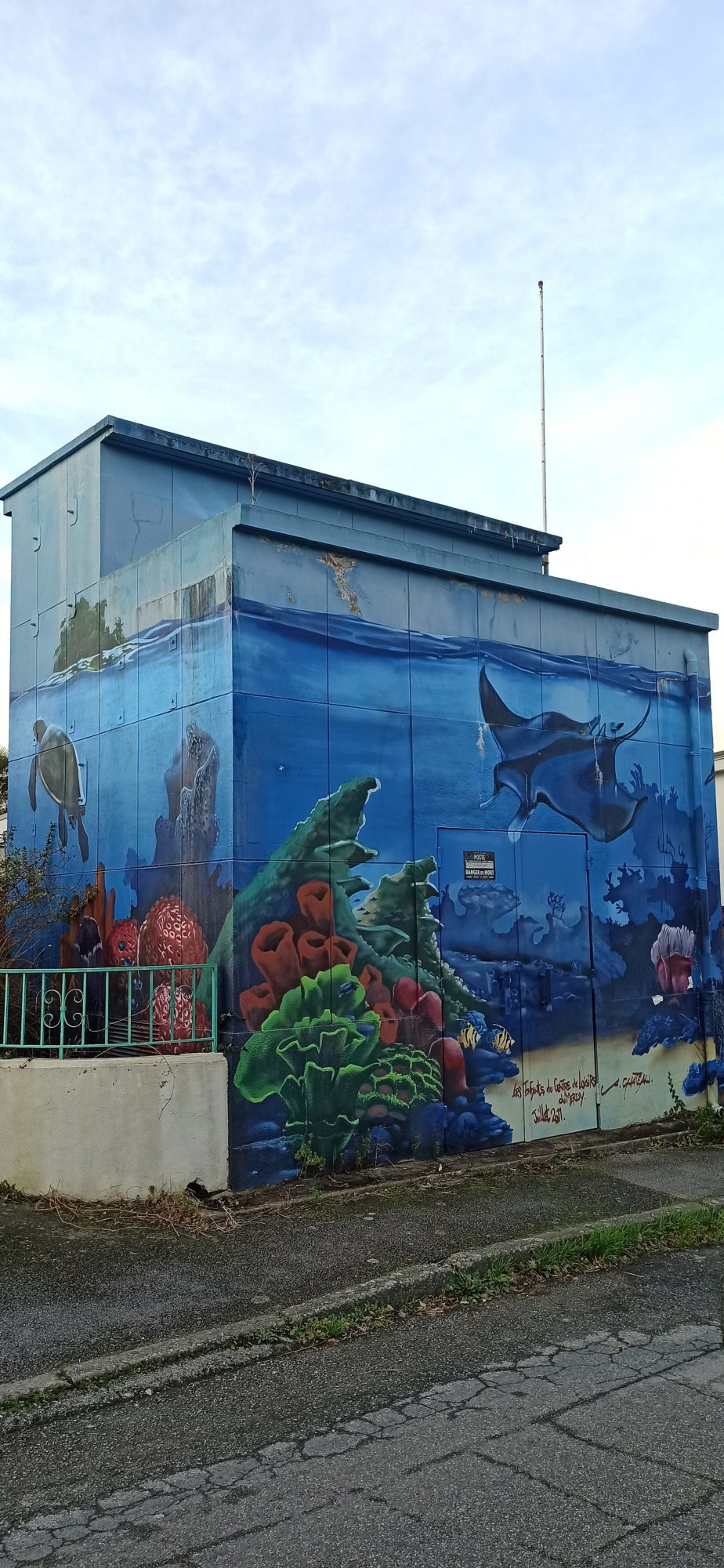Seabed on a Transformer Building — Street art in Hennebont