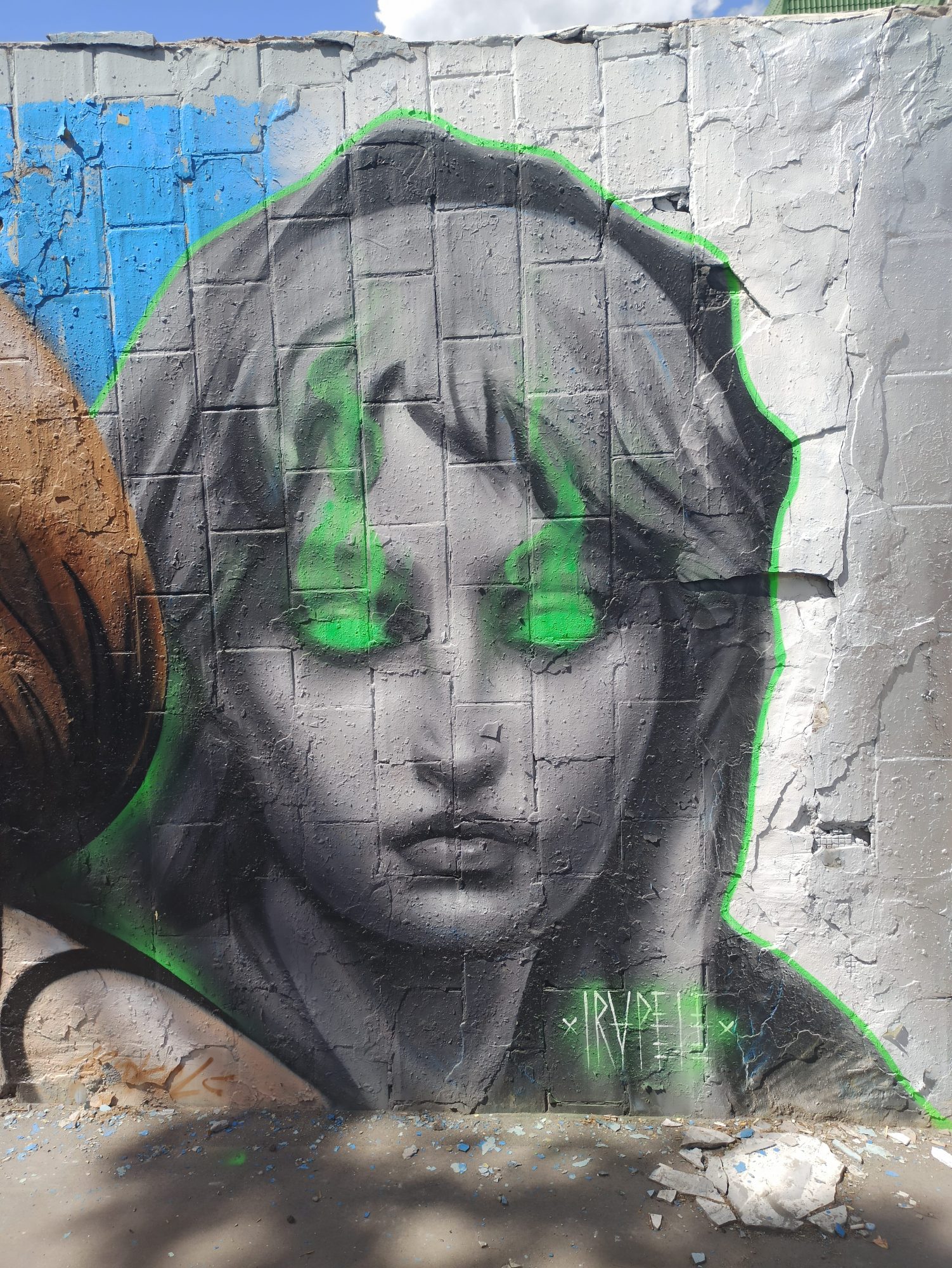 Green-Eyed Portrait by Ira Pele — Street art by Ira Pele in Moskva